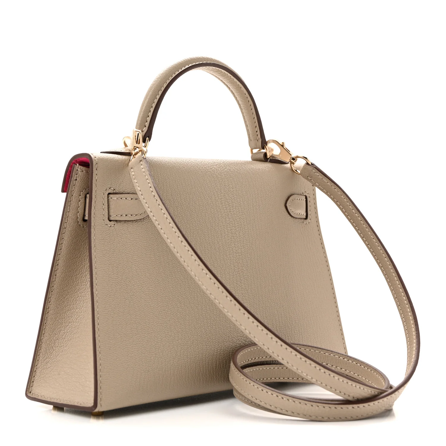 Chevre Mysore Horseshoe Mini Kelly Sellier 20 Gris Tourterelle Rose Mexico - Top Club