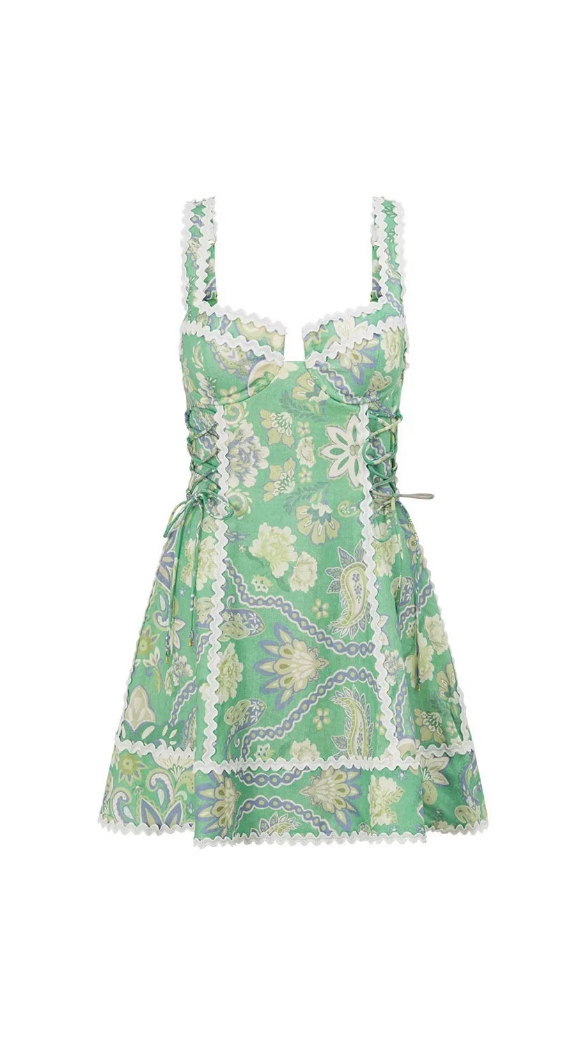 Women's Printed Spaghetti-Strap Dress with Lace Splicing - Nordfashionstorm - Women's Clothing, Fashion for You - Nordfashionstorm.com