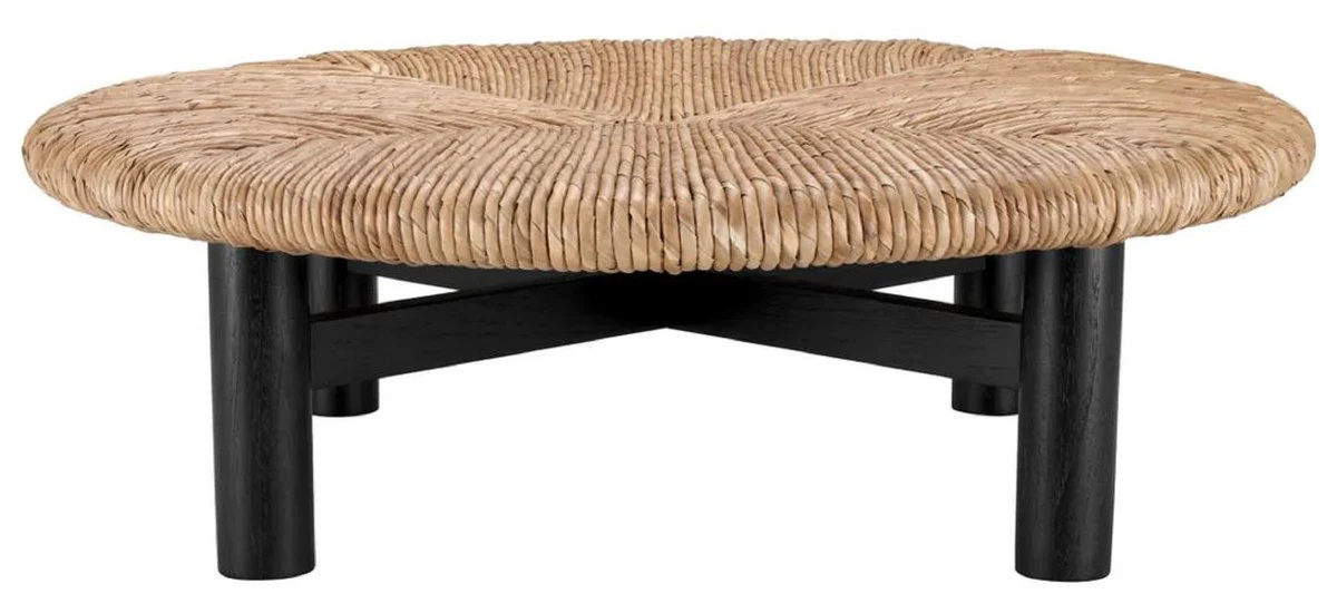 Luxury coffee table natural color / black Ø 100 x H. 30.5 cm - Round living room table - Living room furniture - Luxury furniture - Luxury furnishings