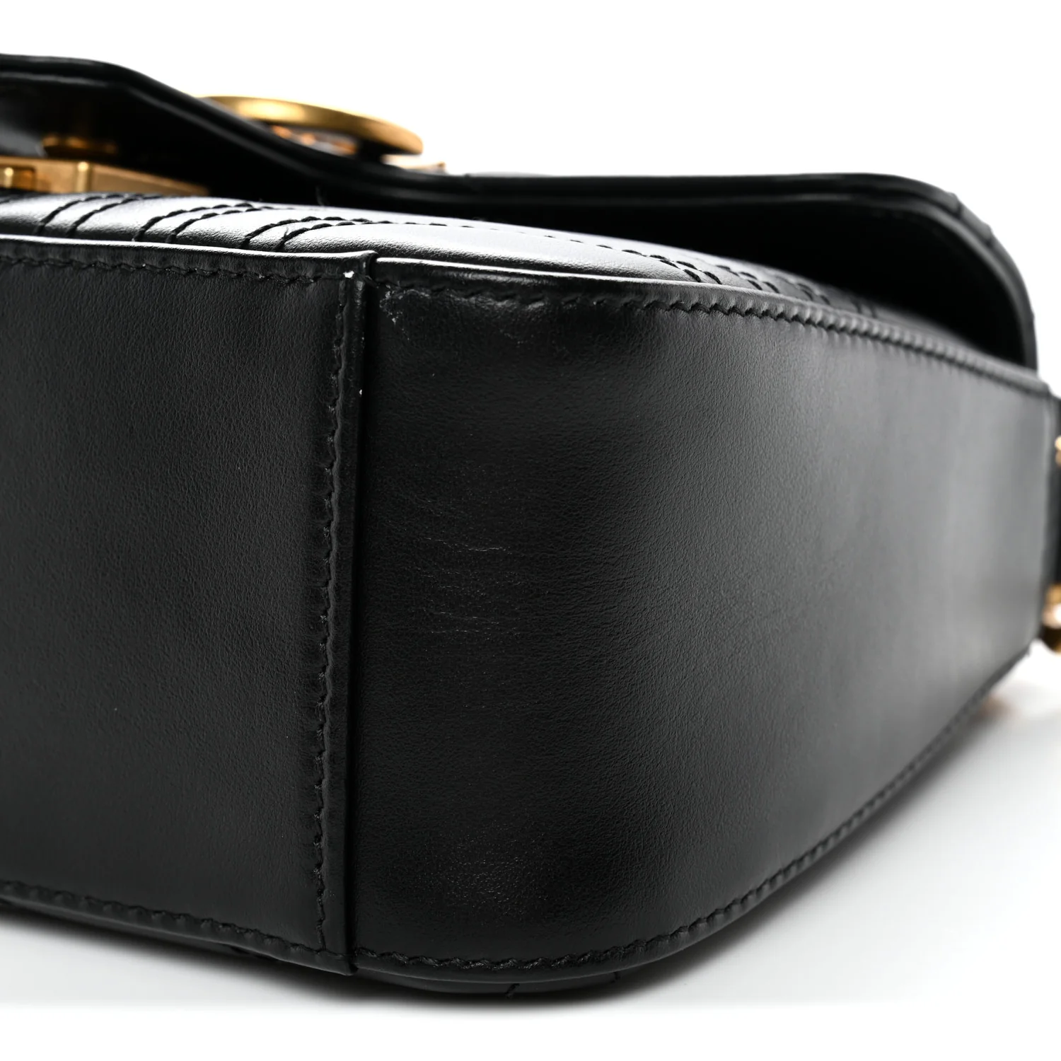 Calfskin Matelasse Mini GG Marmont Top Handle Shoulder Bag Black - Top Club