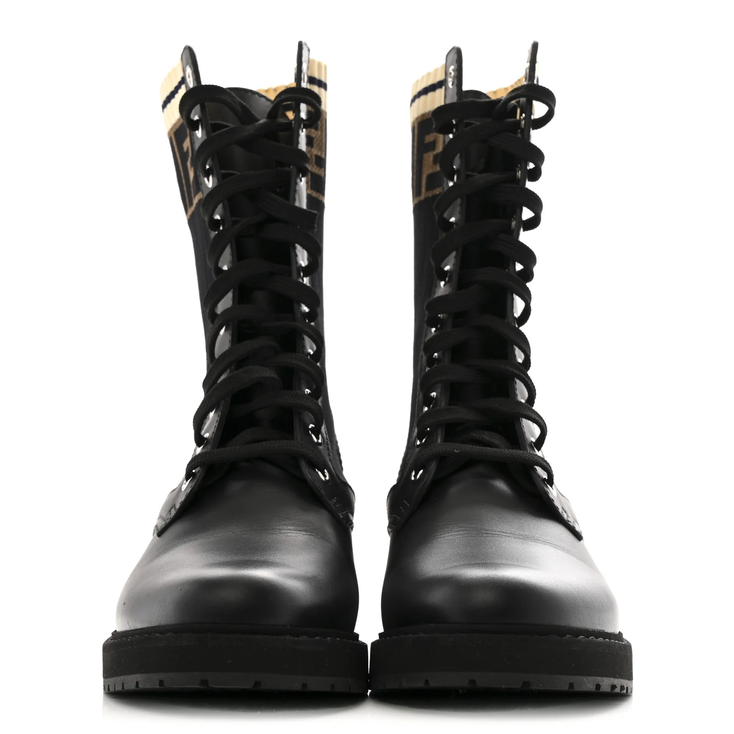 Calfskin Stretch Fabric Rockoko Biker Boots 40 Tobacco Black Marino - Top Club