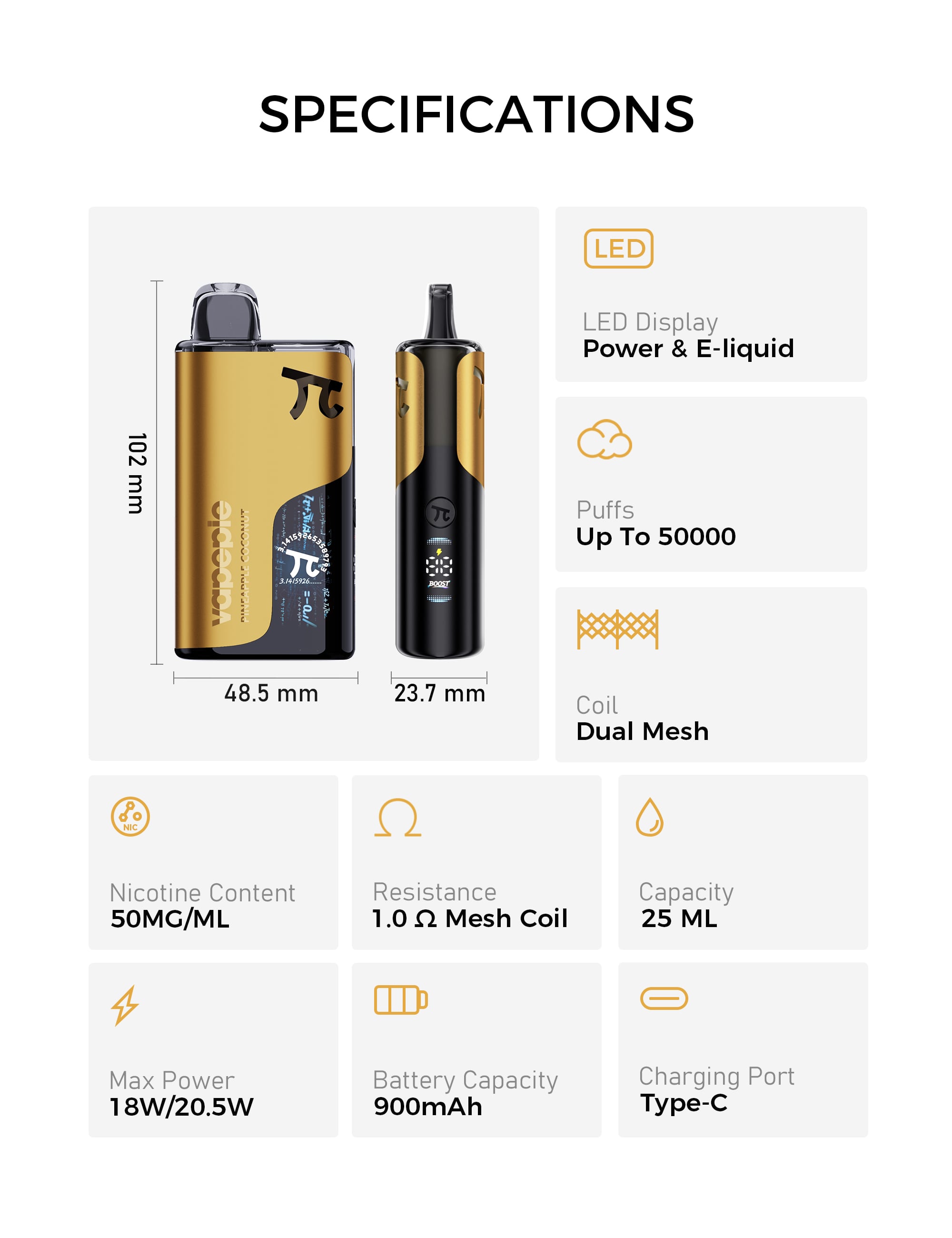 Specifikace VAPEPIE MATRIX