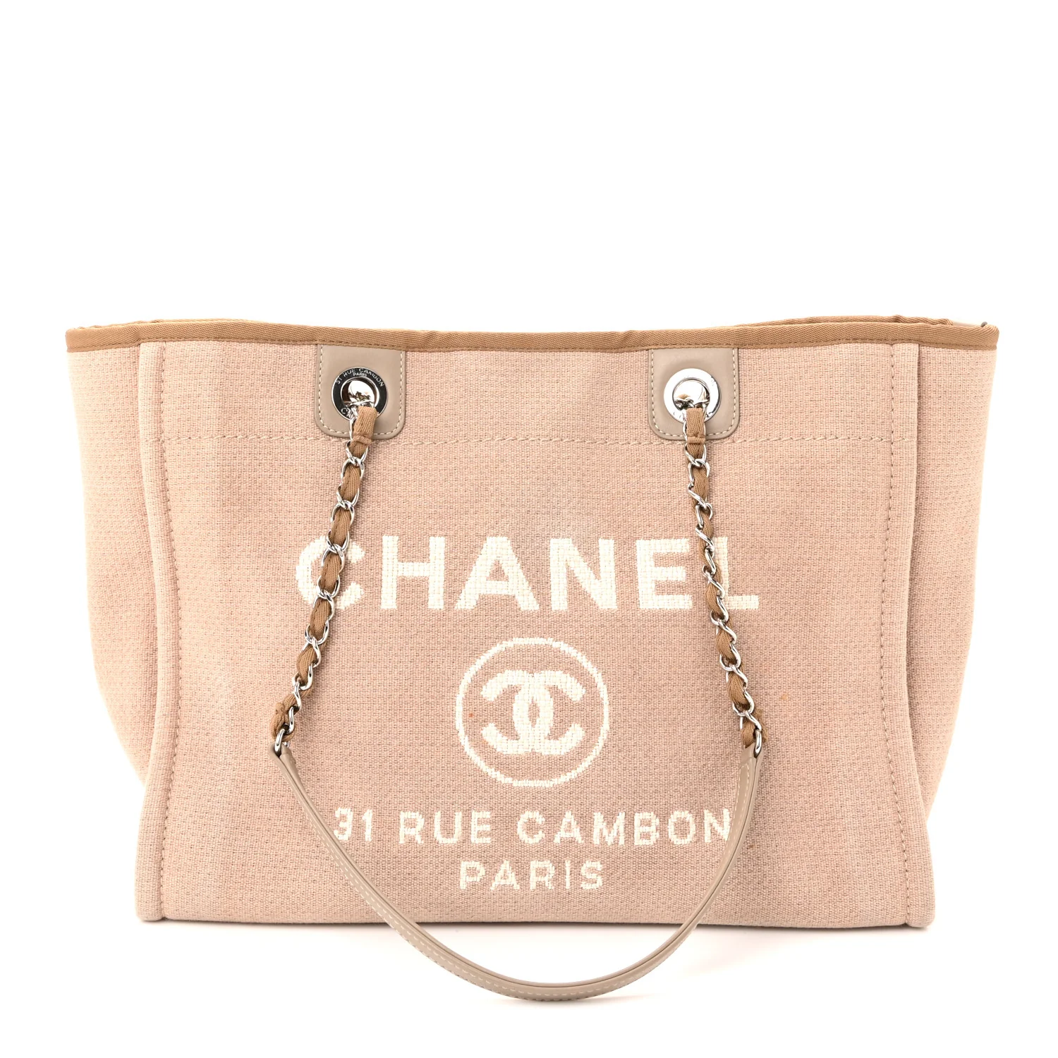Mixed Fibers Small Deauville Tote Beige - Top Club