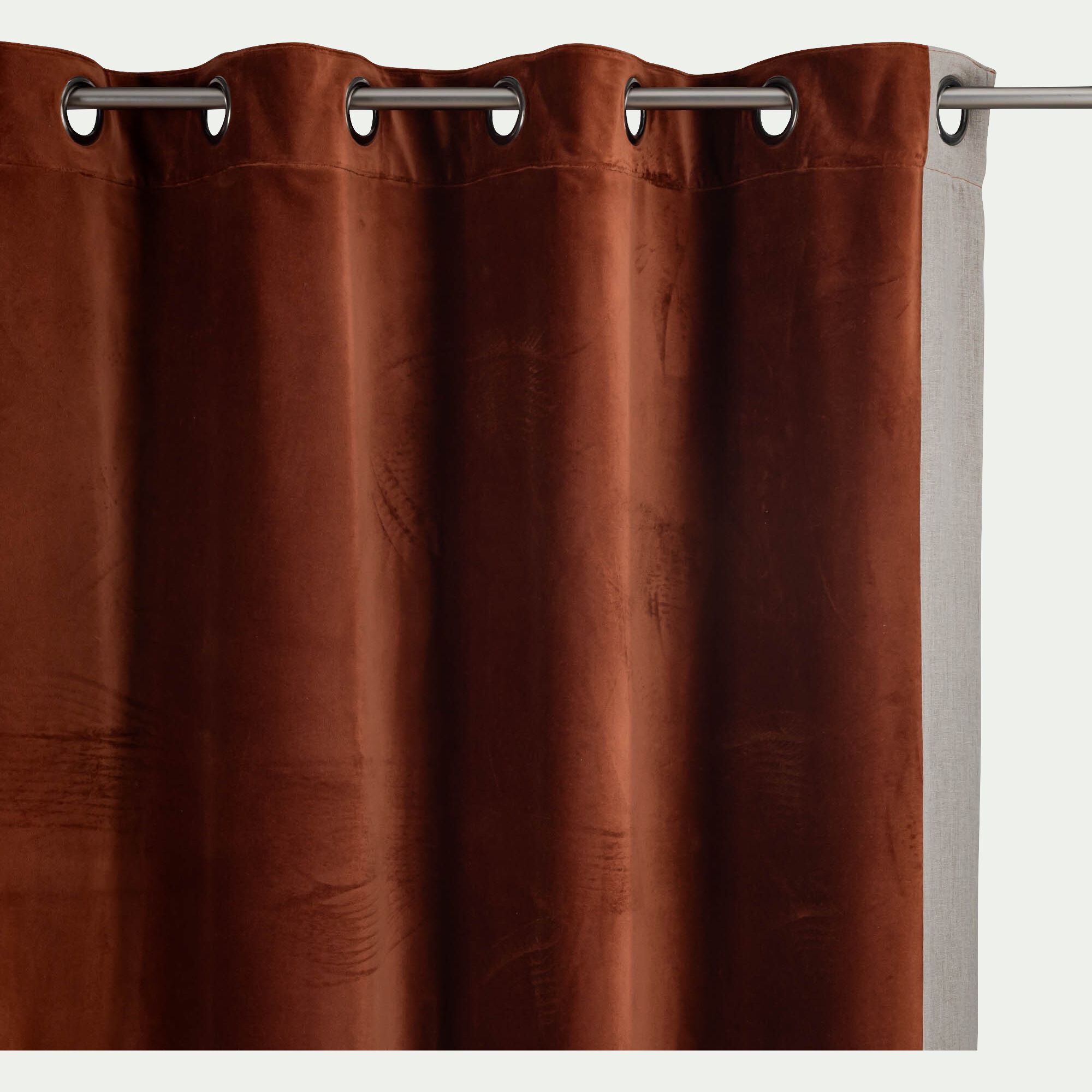 IRENE - Rideau à œillets en velours 135x250cm - brun rustrel