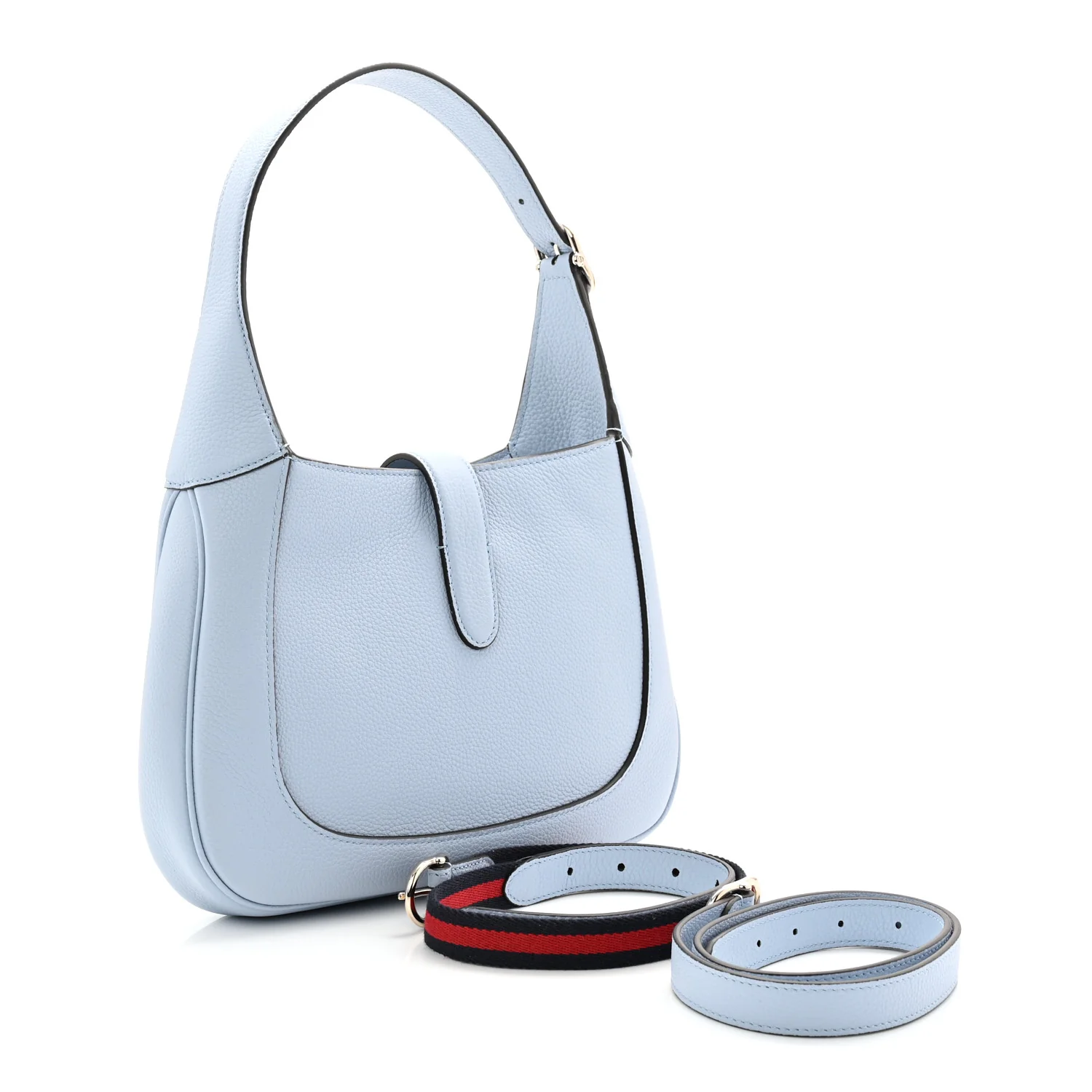 Grained Calfskin Web Medium Jackie 1961 Hobo Light Blue - Top Club