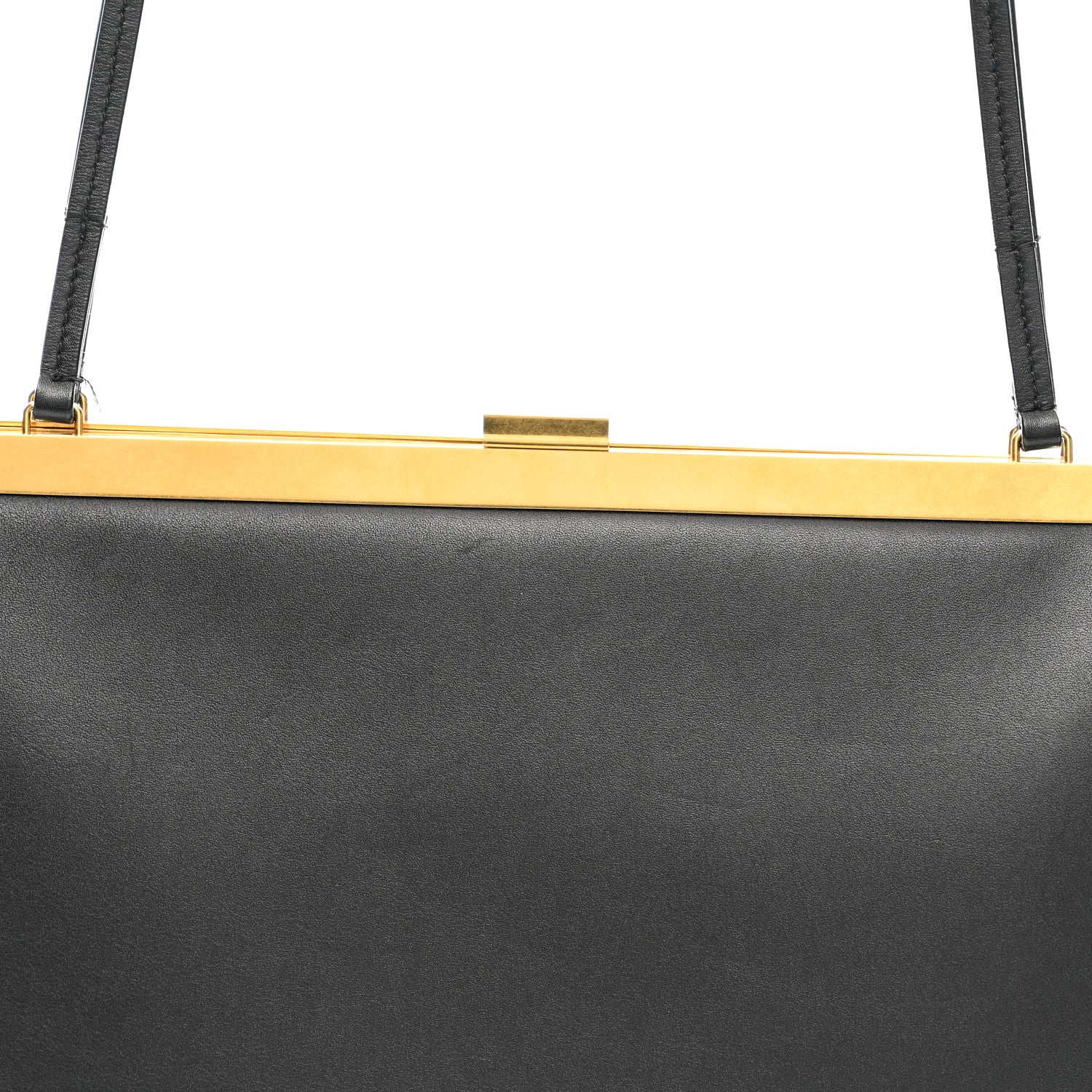 Smooth Calfskin Medium Clasp Shoulder Bag Black - Top Club