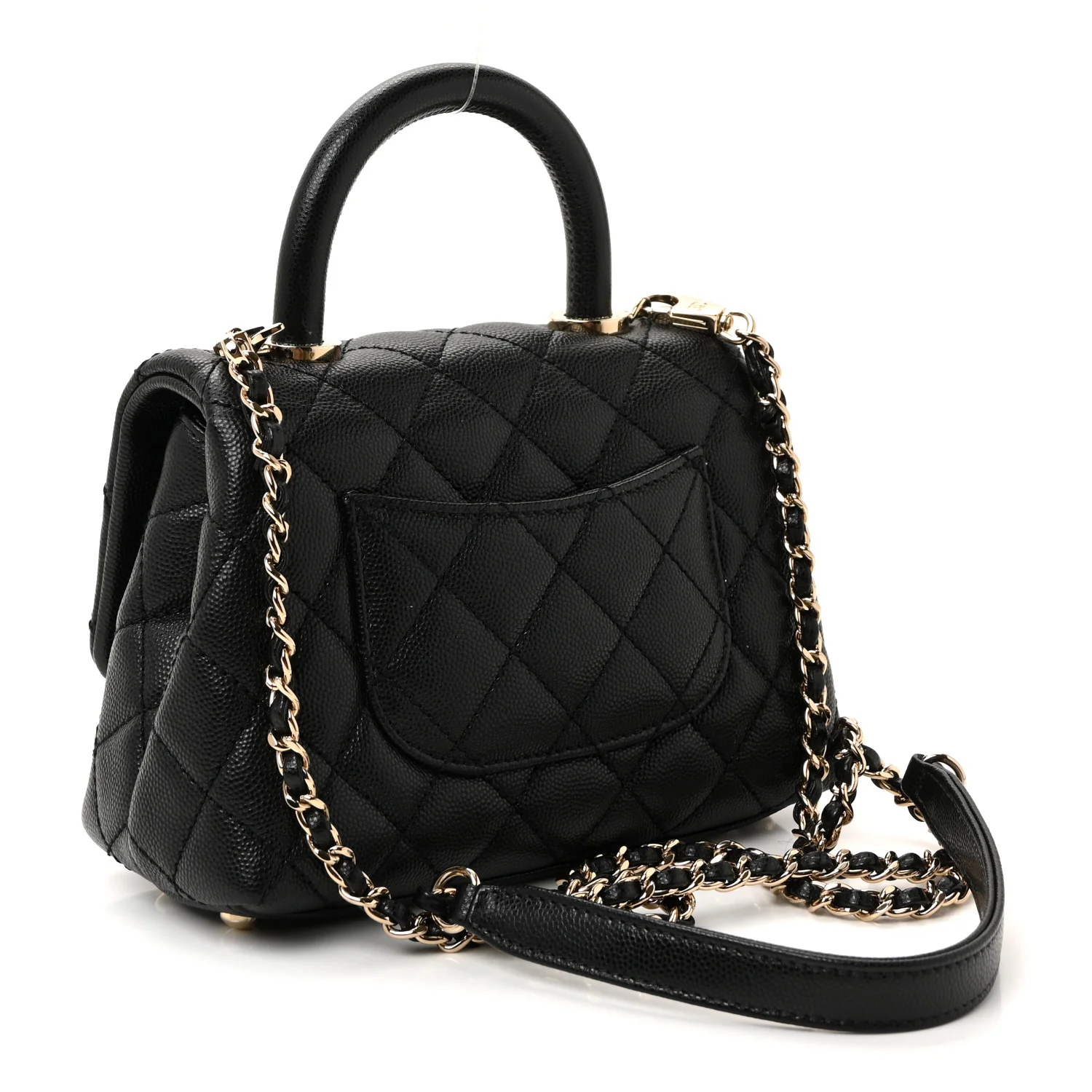 Caviar Quilted Extra Mini Coco Handle Flap Black - Top Club