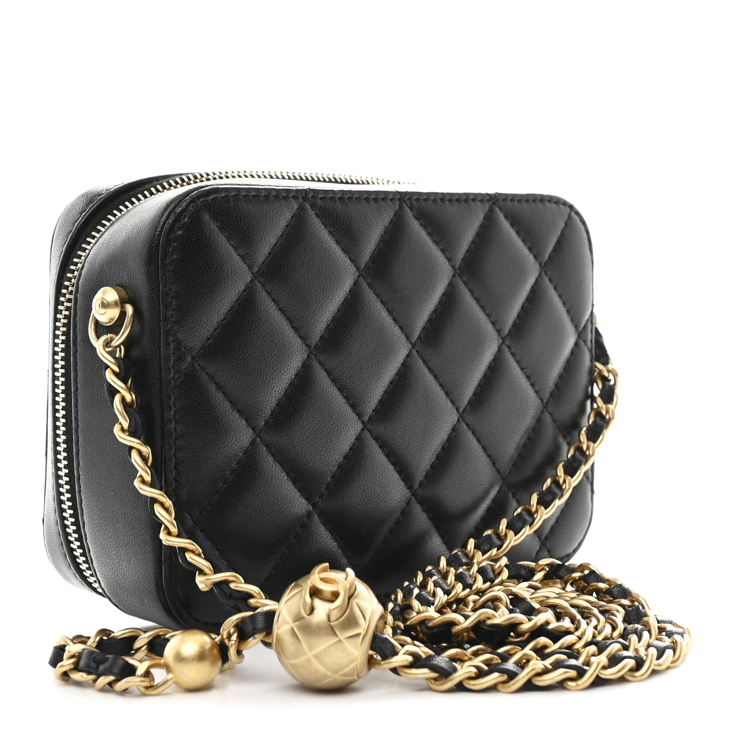 Lambskin Quilted CC Pearl Crush Camera Case Black - Top Club