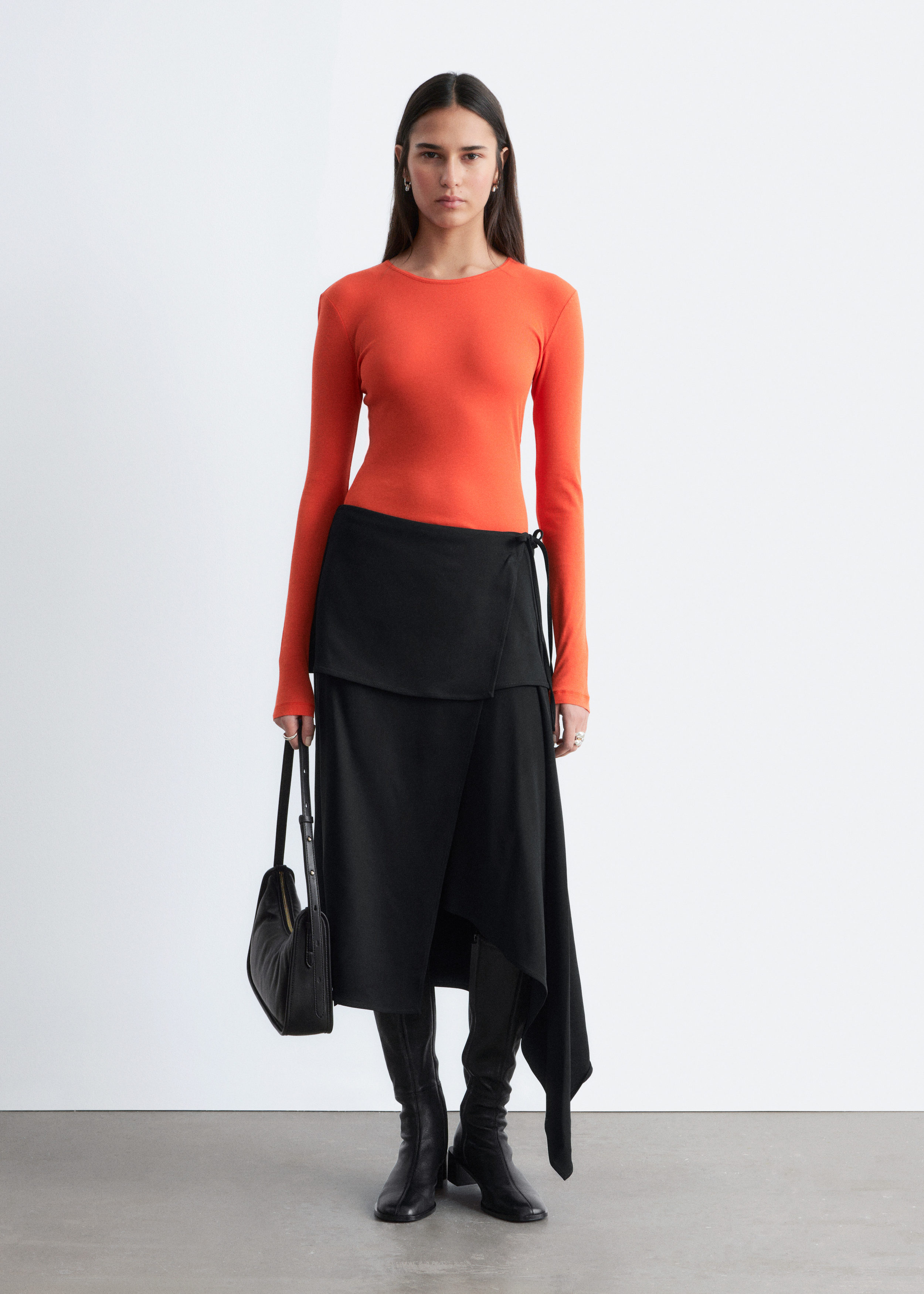 & Other Stories ASYMMETRIC WRAP MIDI SKIRT