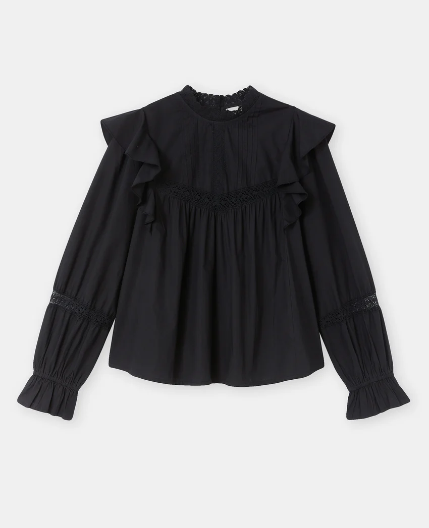 Pimkie Blouse en popeline avec dentelle et volants