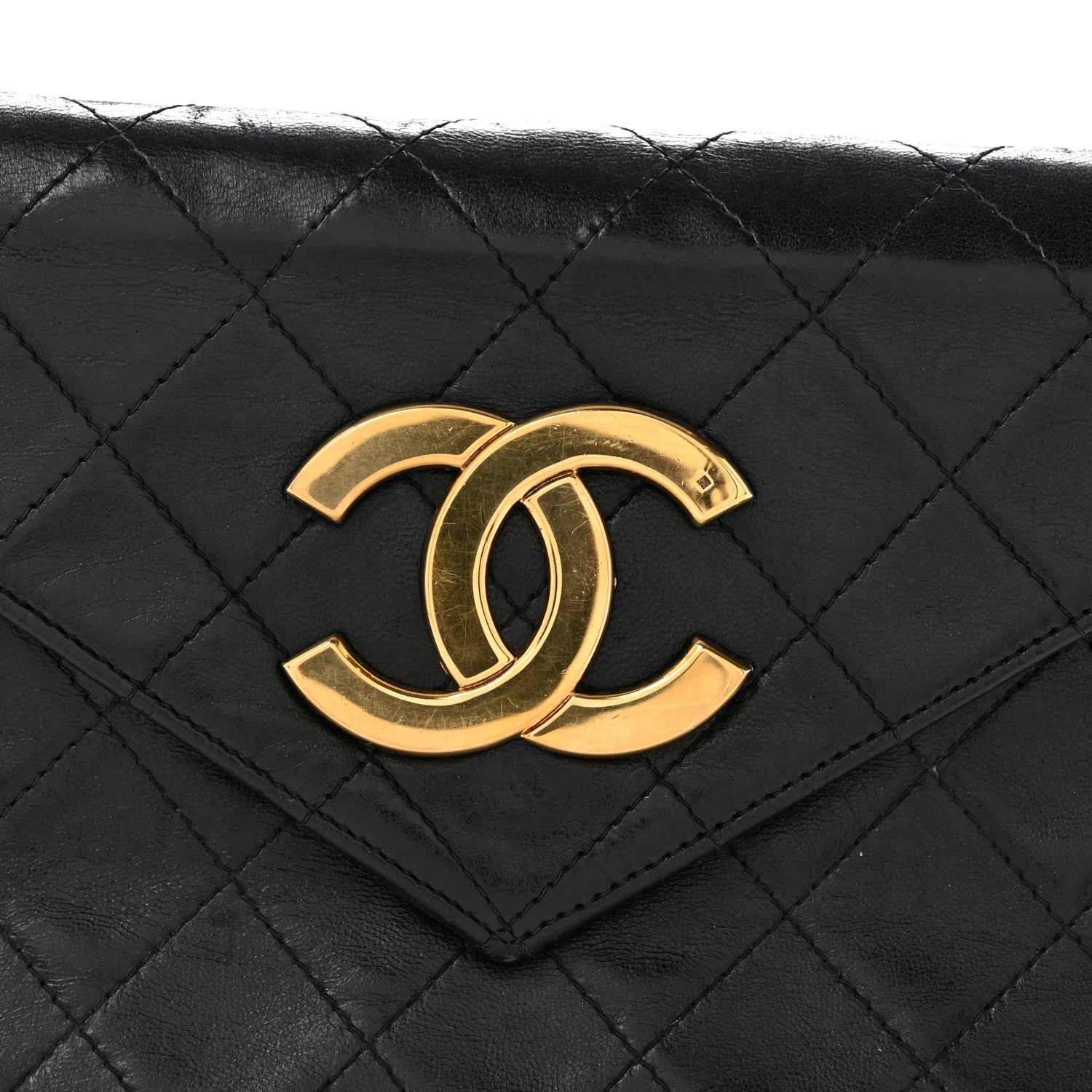 Lambskin Quilted Envelope Flap Black - Top Club