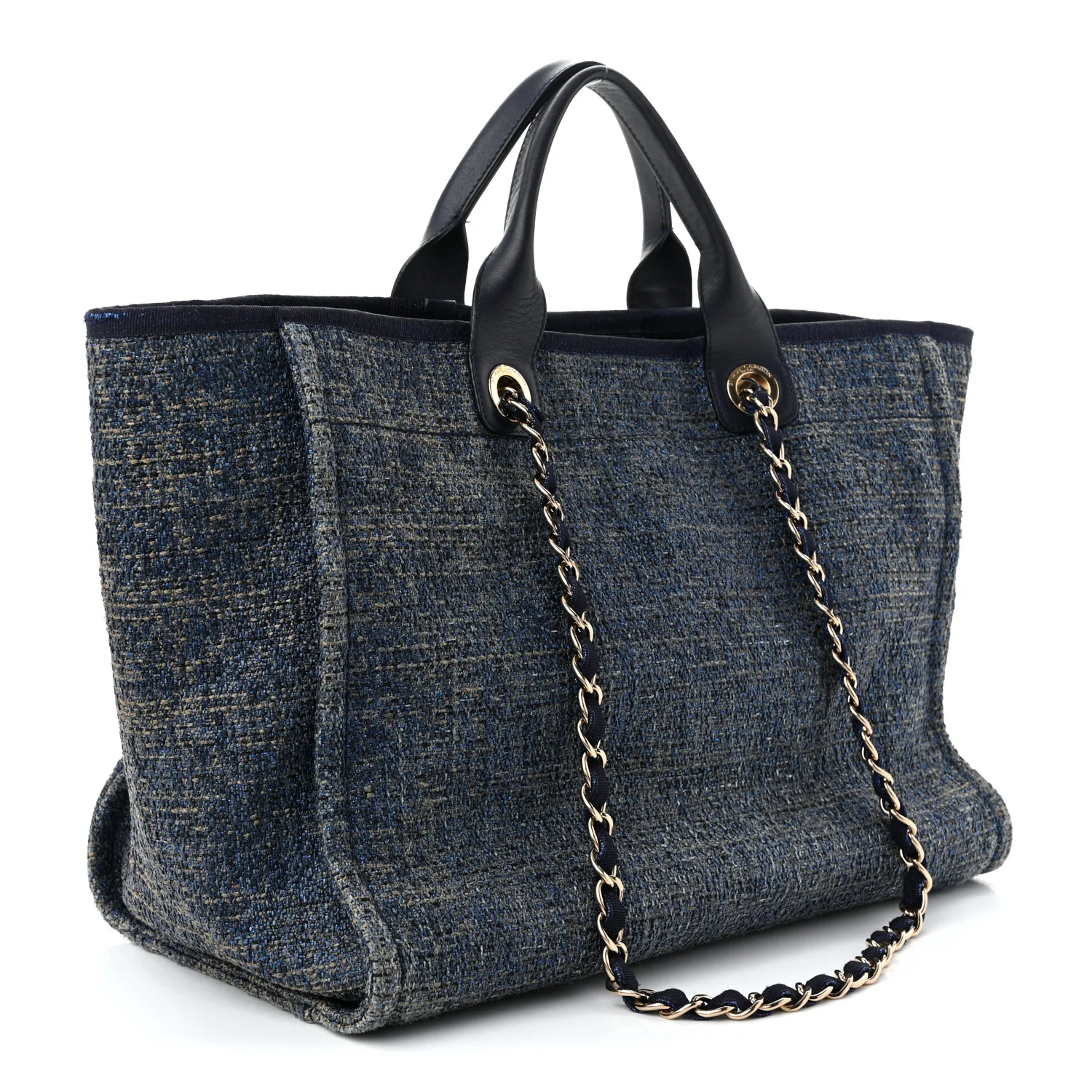 Lurex Canvas Medium Deauville Tote Navy Blue - Top Club