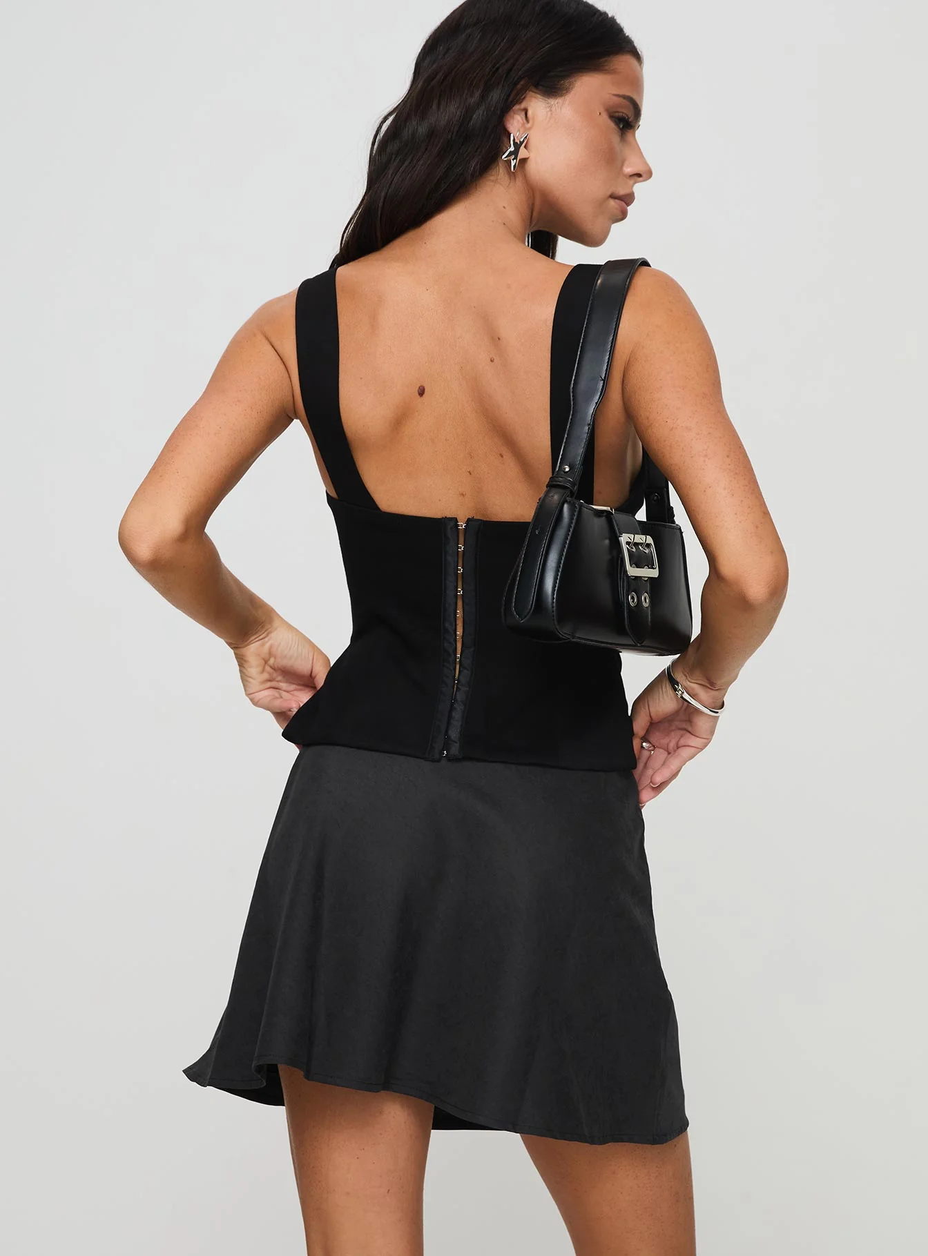 Dapple Bias Mini Skirt Black