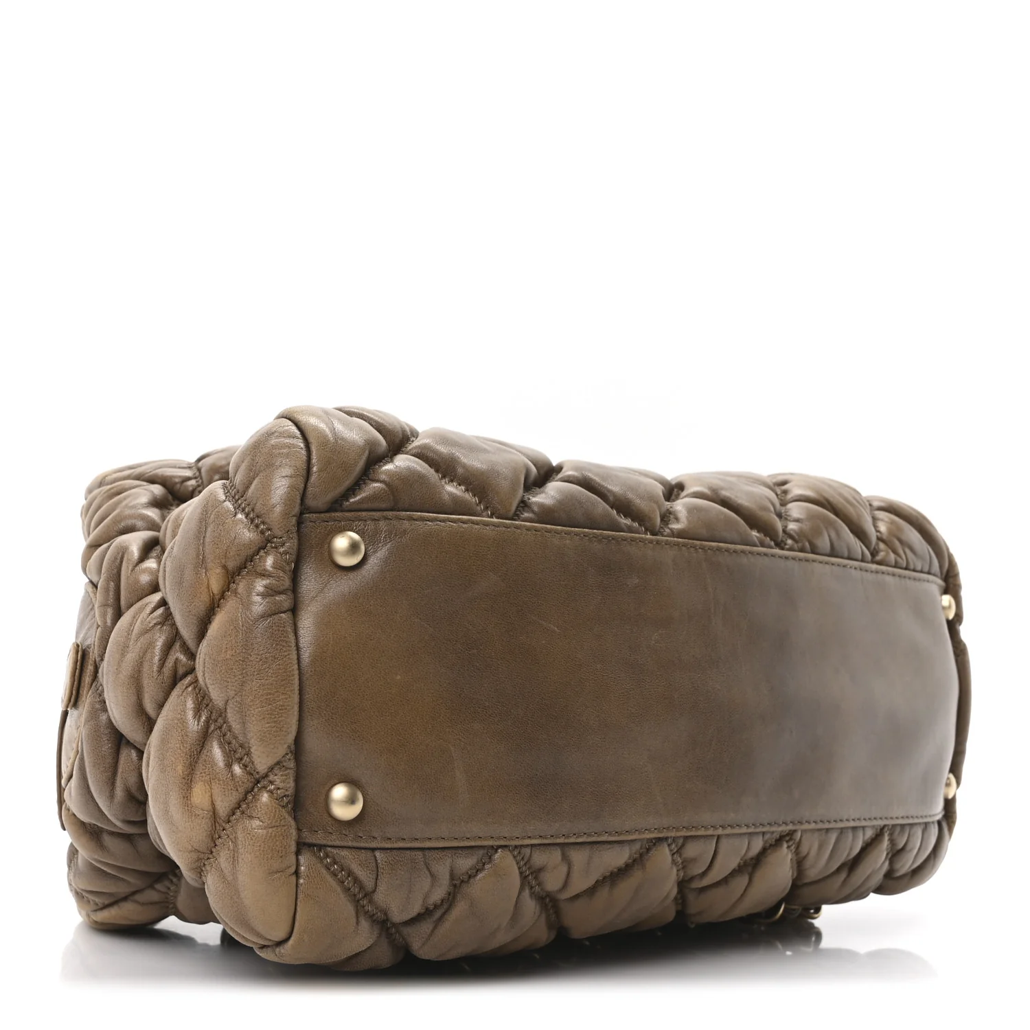 Calfskin Bubble Quilt Bowler Brown - Top Club