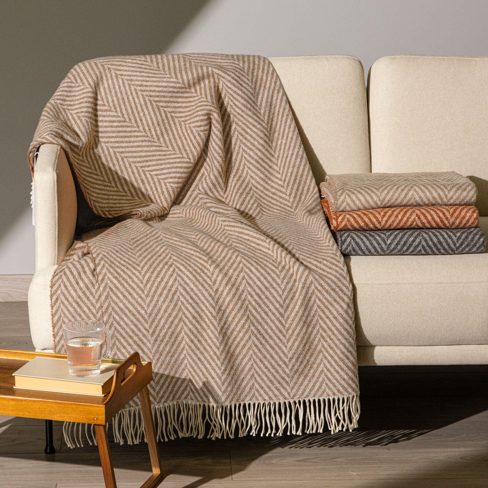 Plaid In Cotone Chalet Cm. 130X170 Naturale Caleffi