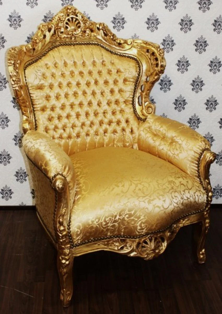 Baroque Armchair King Gold Pattern / Gold - Furniture Antique Style