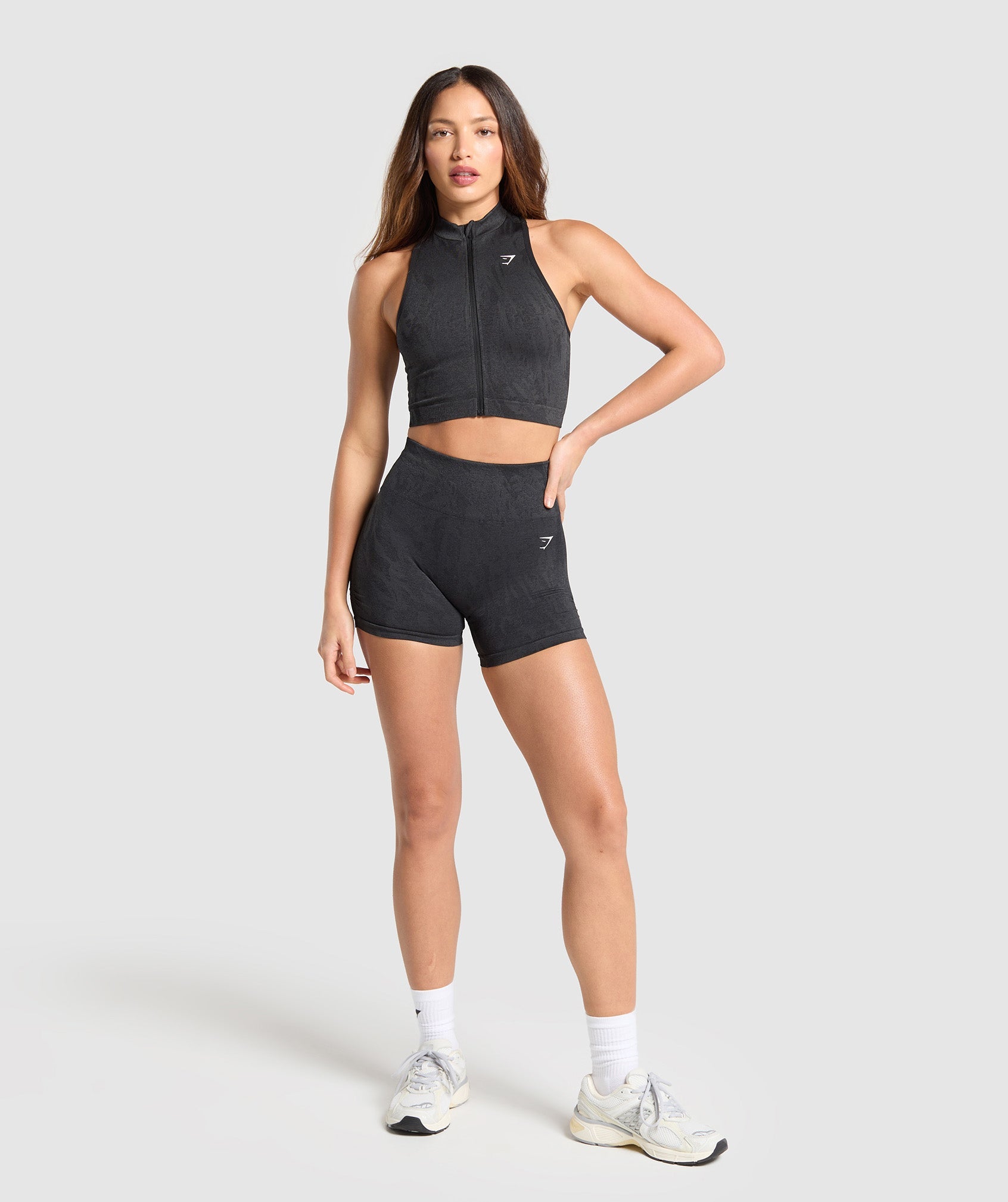 COACH Adapt Camo Seamless Zip Up Crop Top