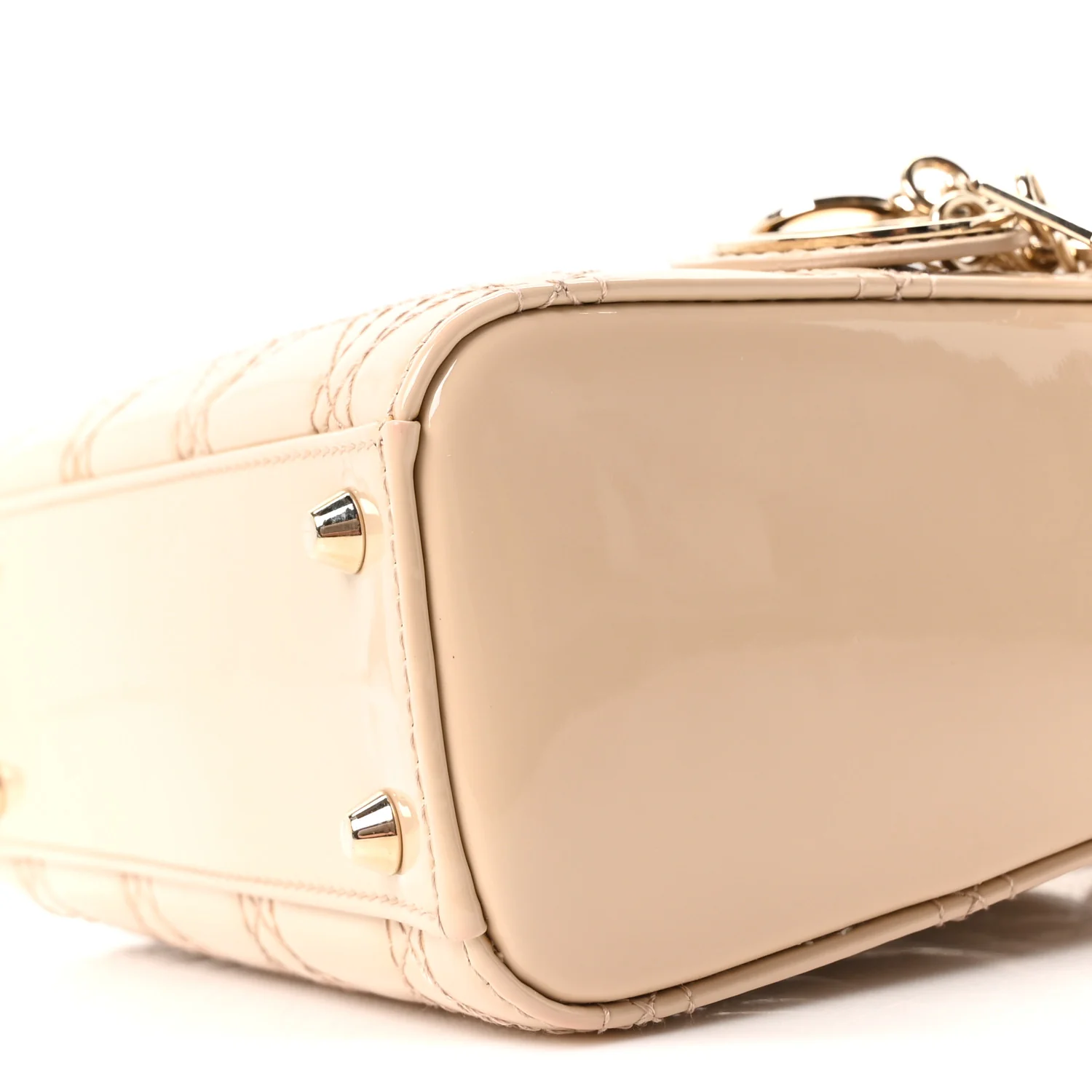Patent Cannage Mini Lady Dior Beige - Top Club