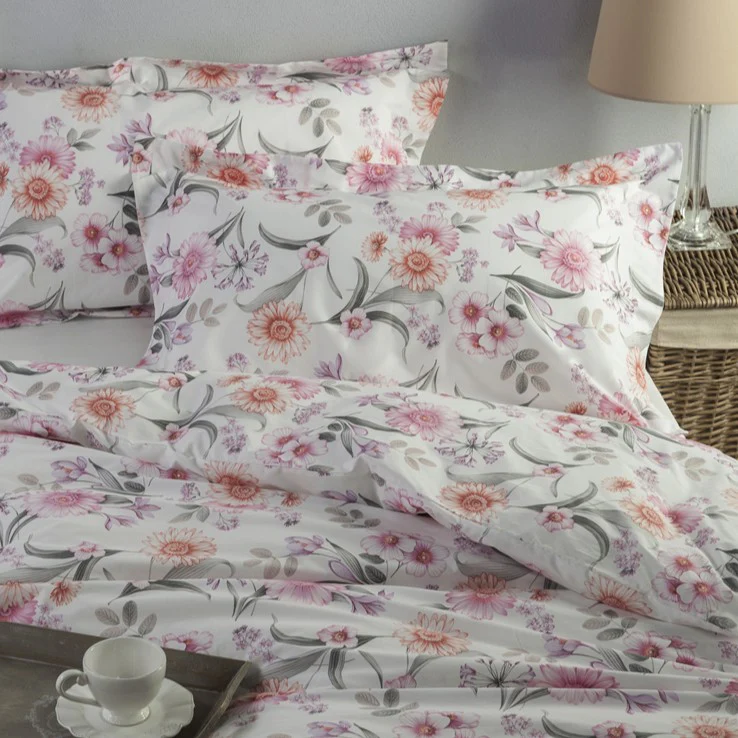 Copriletto Trapuntato In Percalle Gerbere Matrimoniale