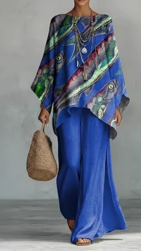 Artistic Abstract Graffiti Cotton-Linen Two-Piece Set - Nordfashionstorm - Women's Clothing, Fashion for You - Nordfashionstorm.com