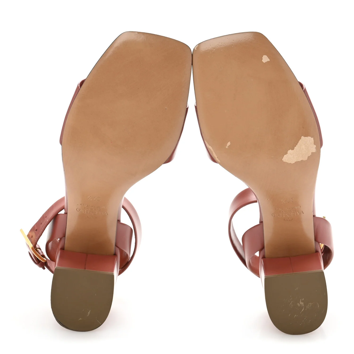 Calfskin One Stud Ankle Strap 60mm Sandals 37.5 Gingerbread - Top Club