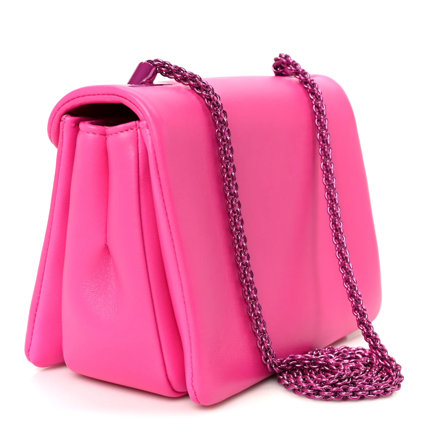 Nappa Monochrome One Stud Chain Clutch Pink PP - Top Club