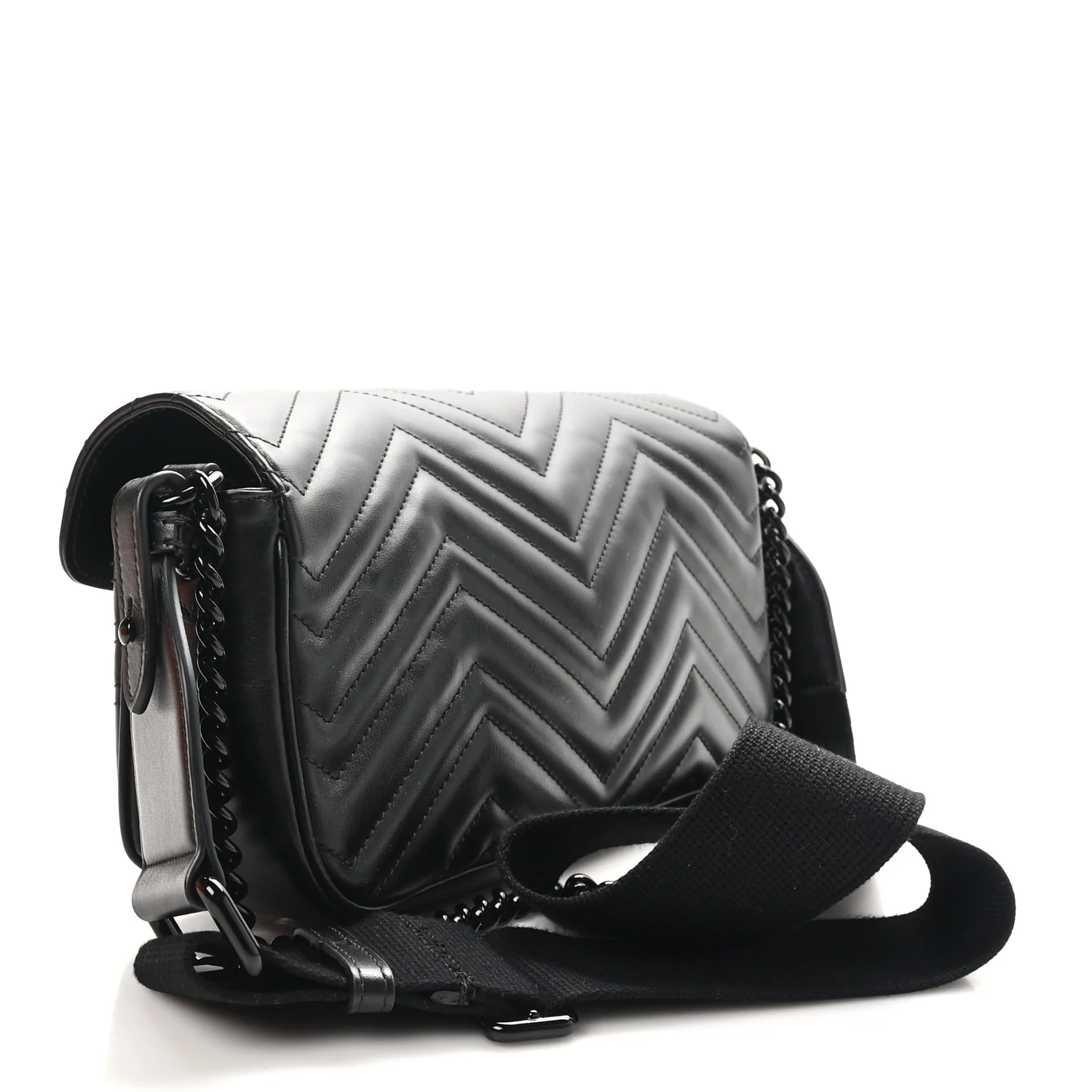 Calfskin Matelasse Monochrome GG Marmont Crossbody Shoulder Bag Black - Top Club