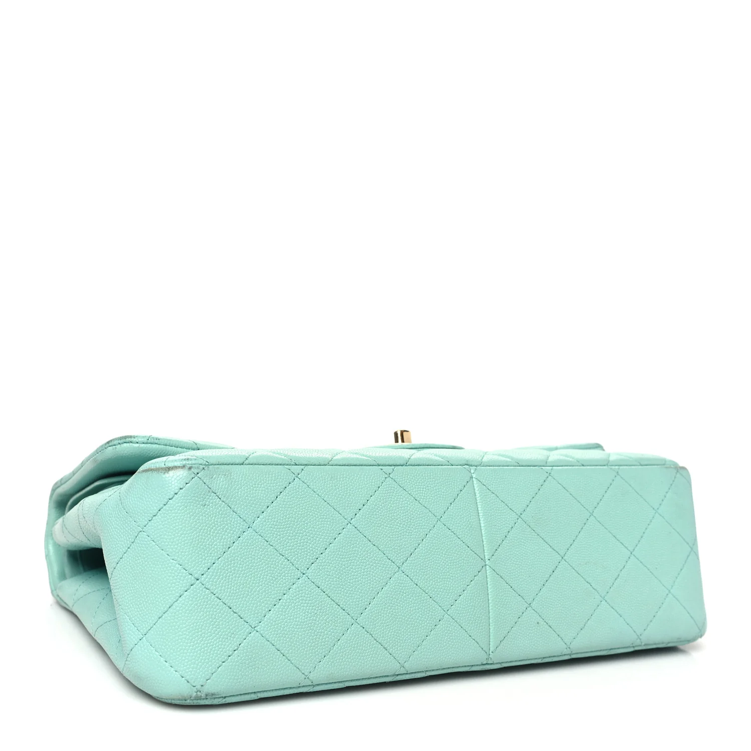 Caviar Quilted Jumbo Double Flap Light Green - Top Club