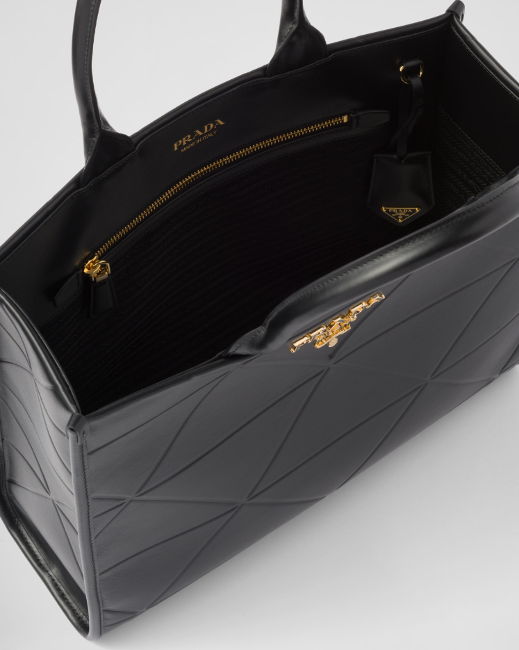 PP big size leather Symbole bag with topstitching - Black - Top Club