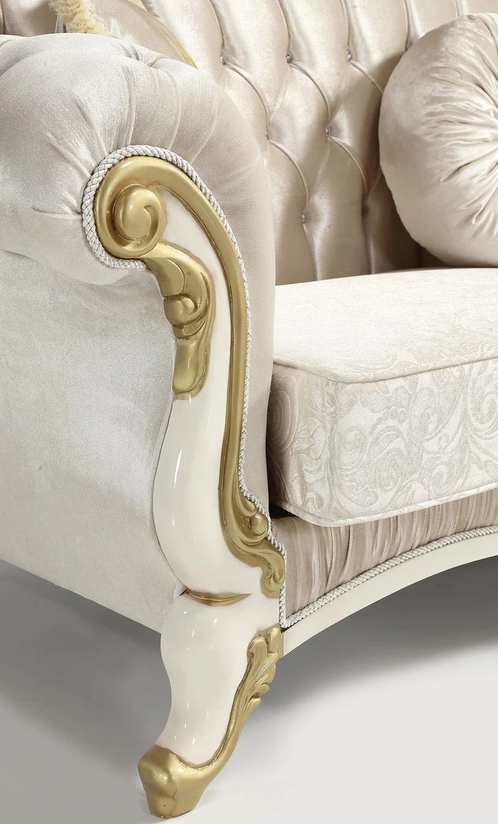 Baroque living room set champagne colors / cream / gold - 2 sofas & 2 armchairs & 1 coffee table - living room furniture - noble & magnificent