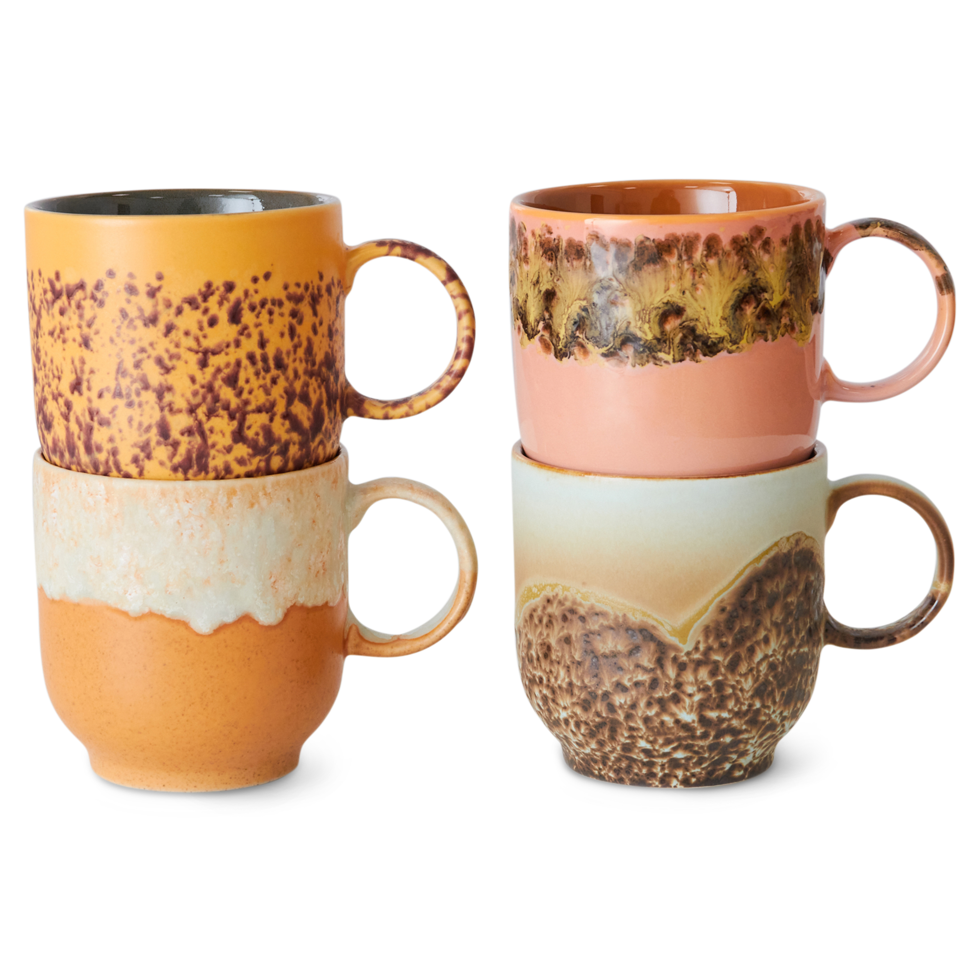 Servies 70's Ceramics Café Mugs cape - set van 4