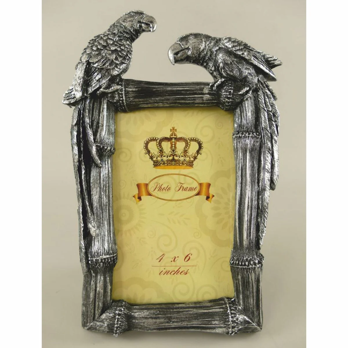 Baroque picture frame parrots antique silver H. 23 cm - Baroque style decorative accessories
