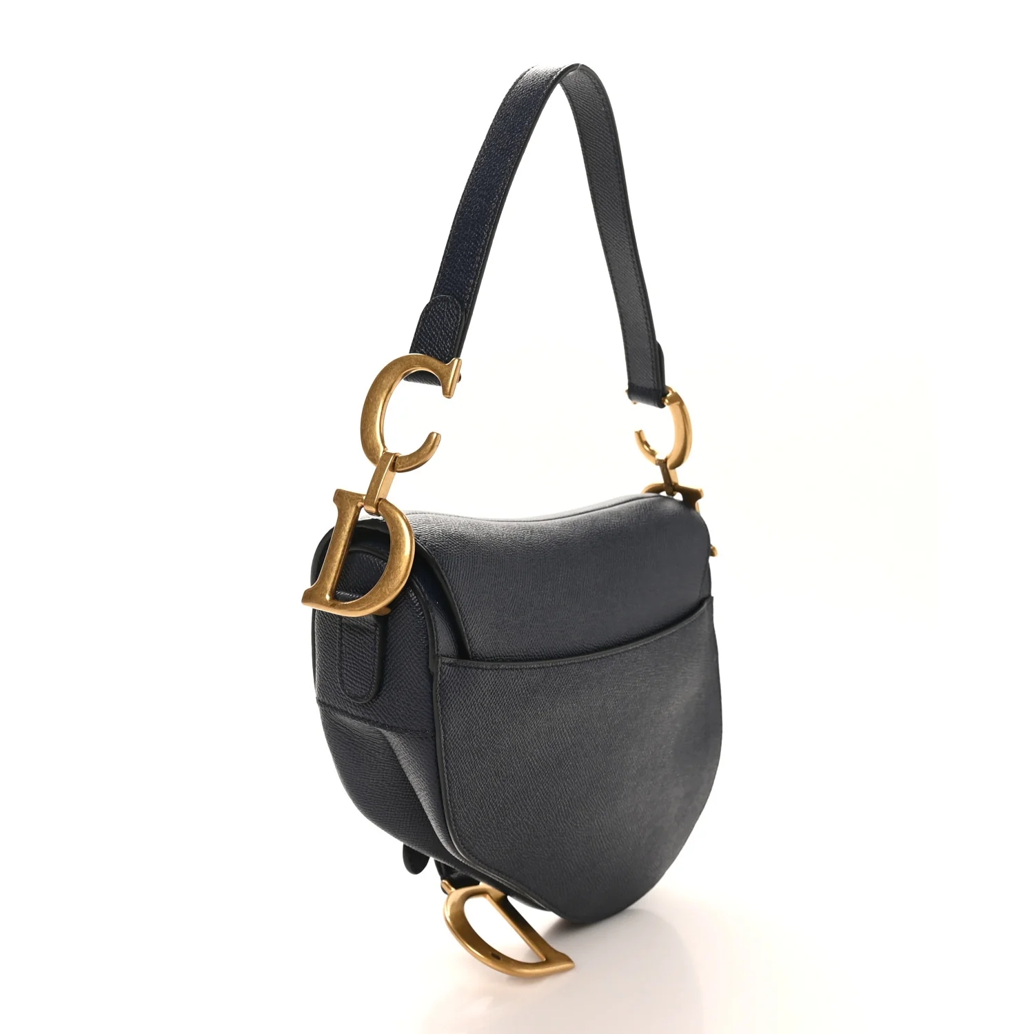 Grained Calfskin Saddle Bag Navy - Top Club
