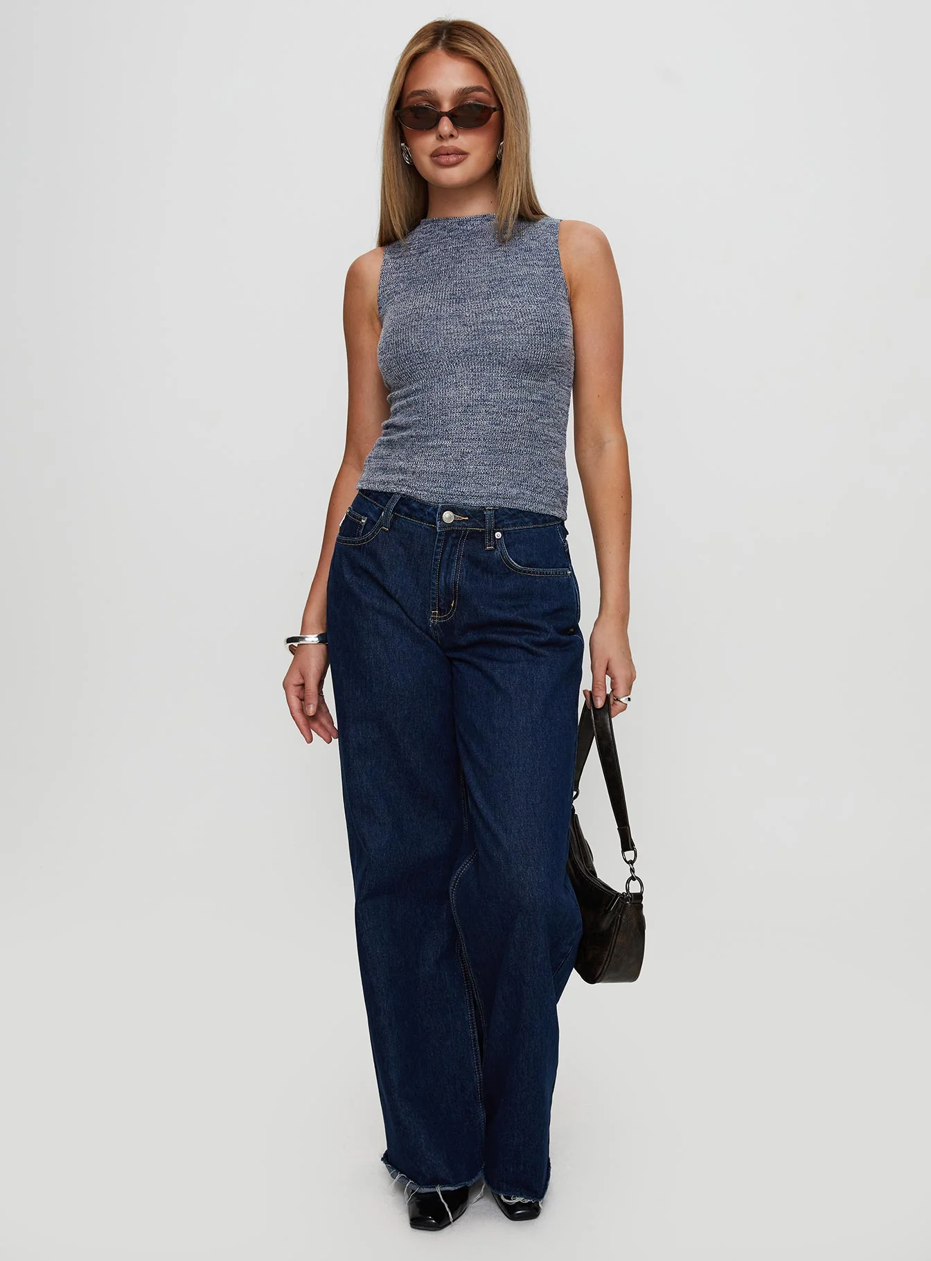 Get It Together High Neck Top Blue Marle