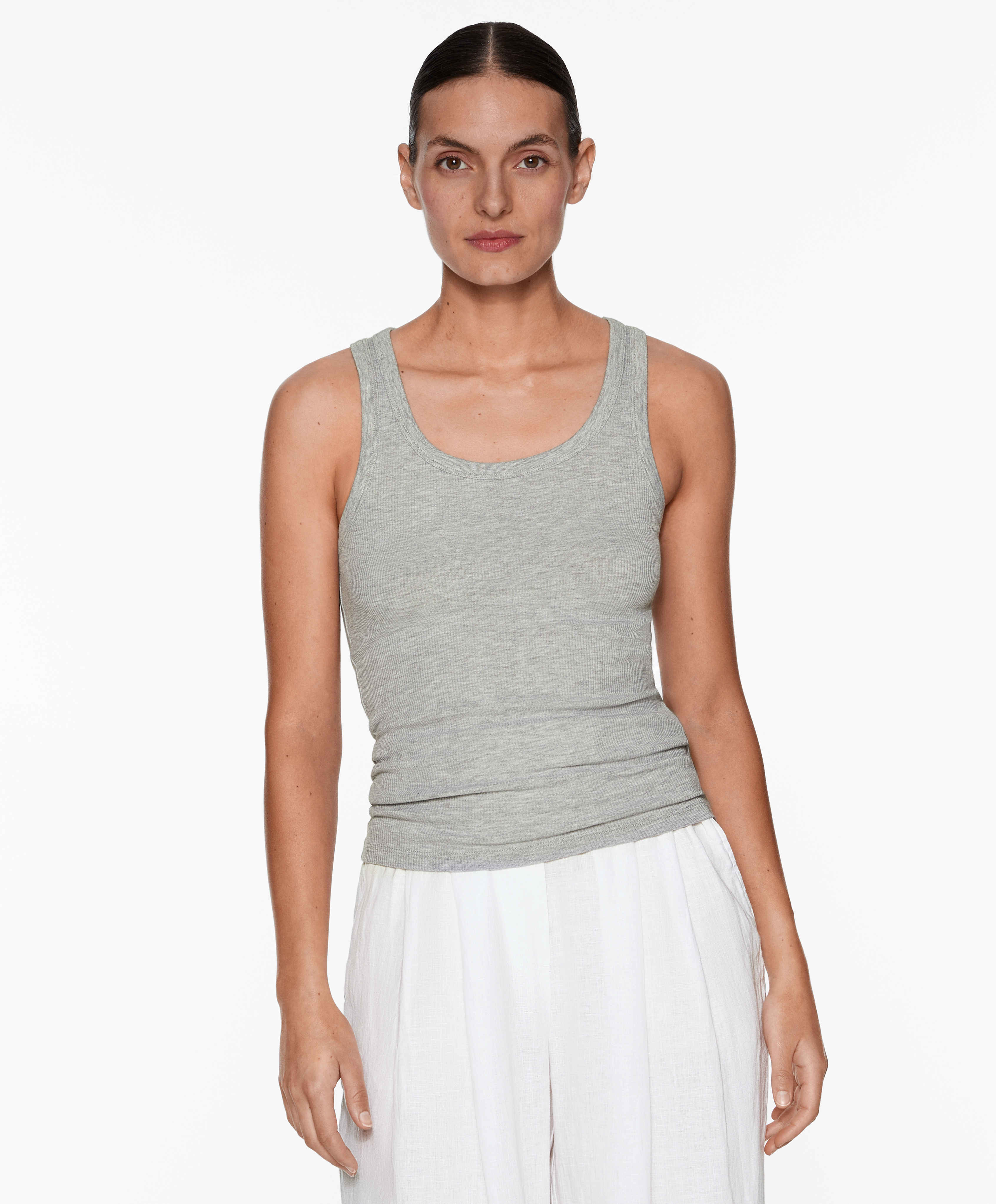 OYSHO Rib vest top with cotton and modal