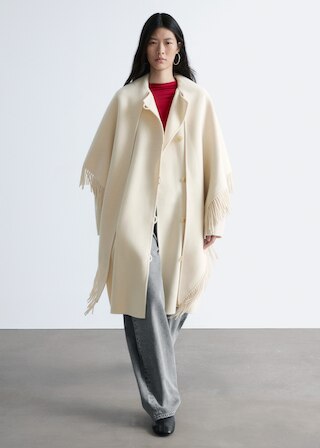 & Other Stories FRINGED SHAWL WOOL COAT