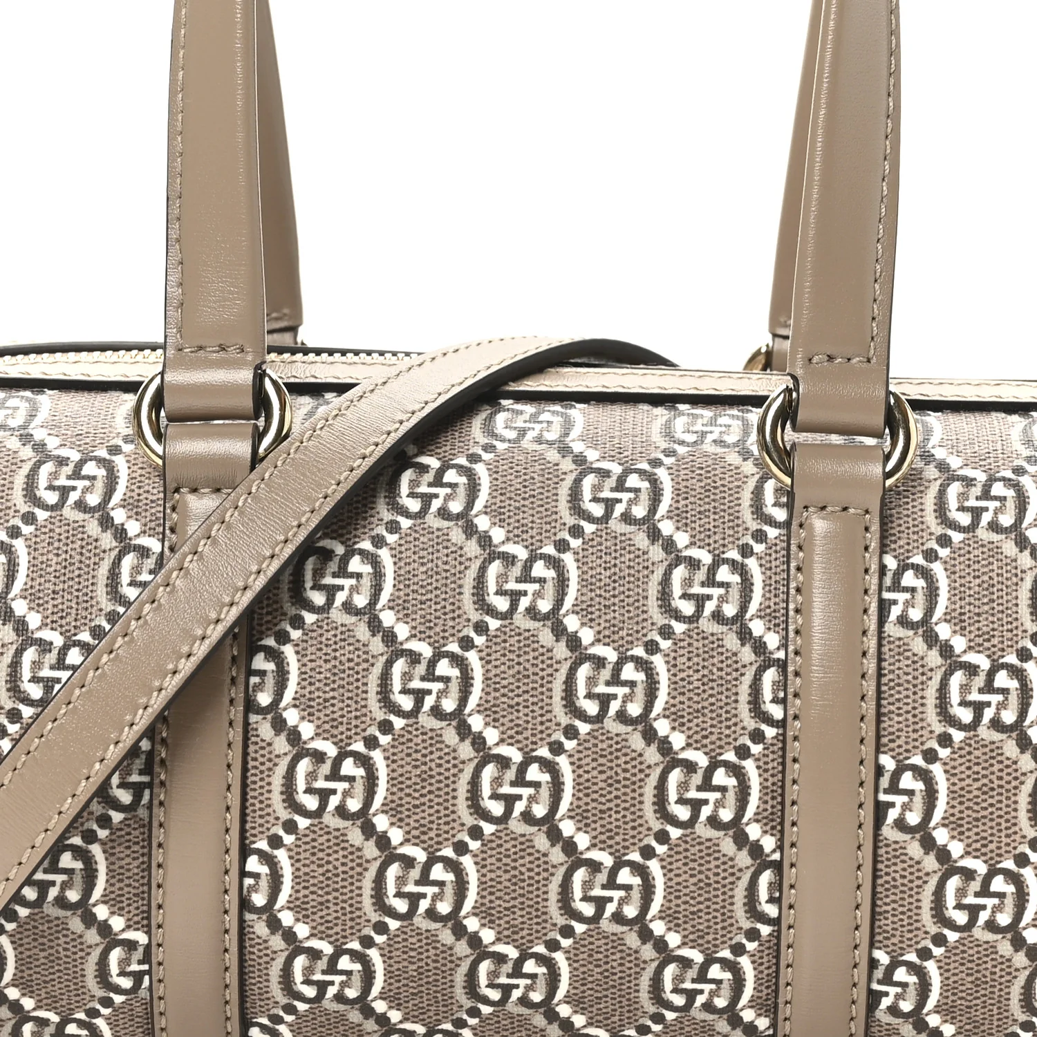 GG Shadow Monogram Ophidia Top Handle Bowler Bag Taupe - Top Club