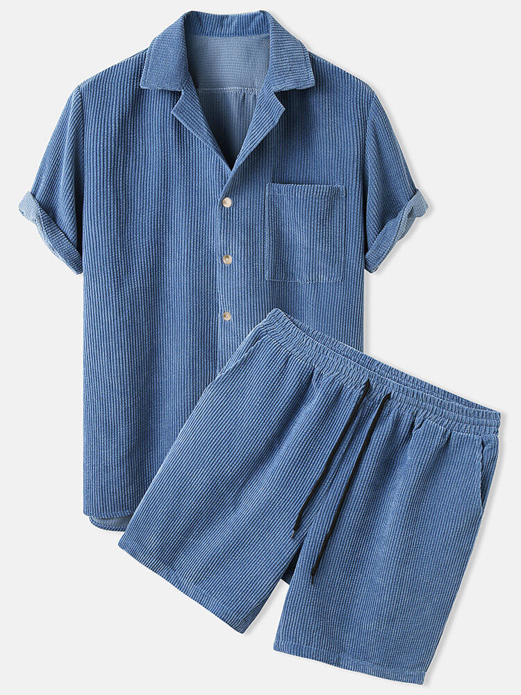 Corduroy Short Sleeved Revere Collar Shirt & Corduroy 5