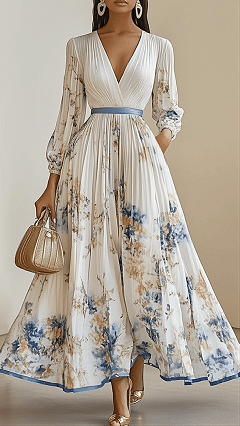 Women's Floral Print Cotton-Blend Maxi Dress - Nordfashionstorm - Women's Clothing, Fashion for You - Nordfashionstorm.com