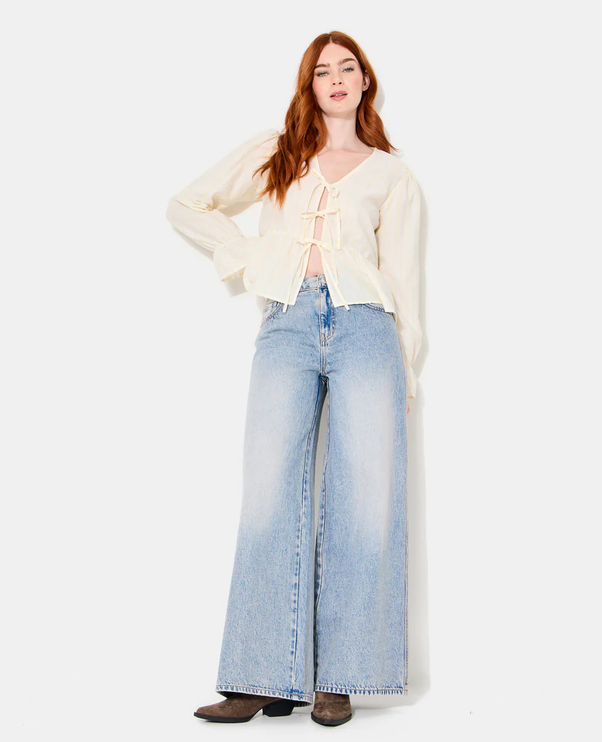 Pimkie Blouse rayée avec volants et nouettes