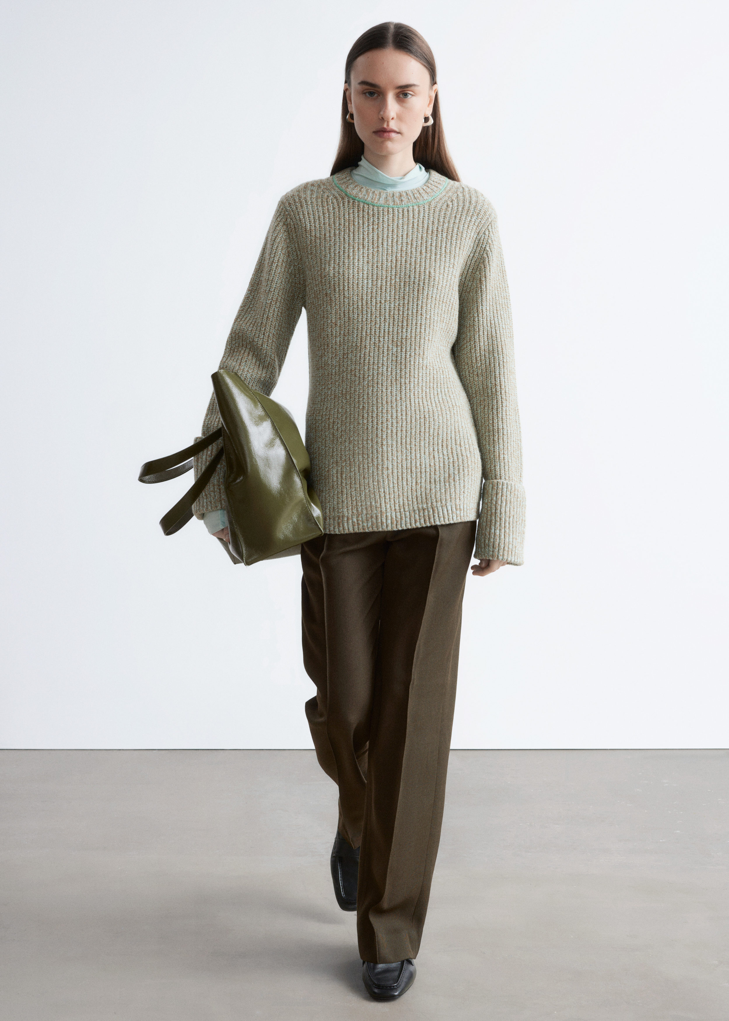 & Other Stories ACCENT-STITCH MERINO WOOL JUMPER