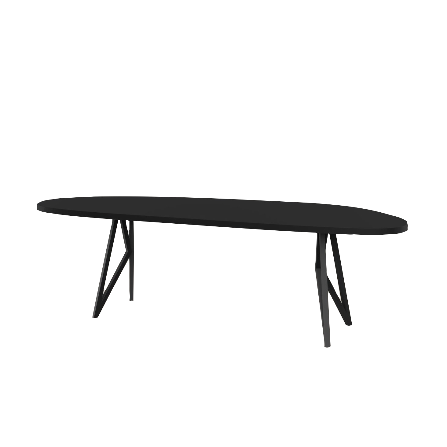 Studio HENK tafel Butterfly Blob - zwart frame, HPL Fenix nero ingo 220 x 100 | HPL Fenix Nero Ingo | Rechte Rand | Frame Zwart