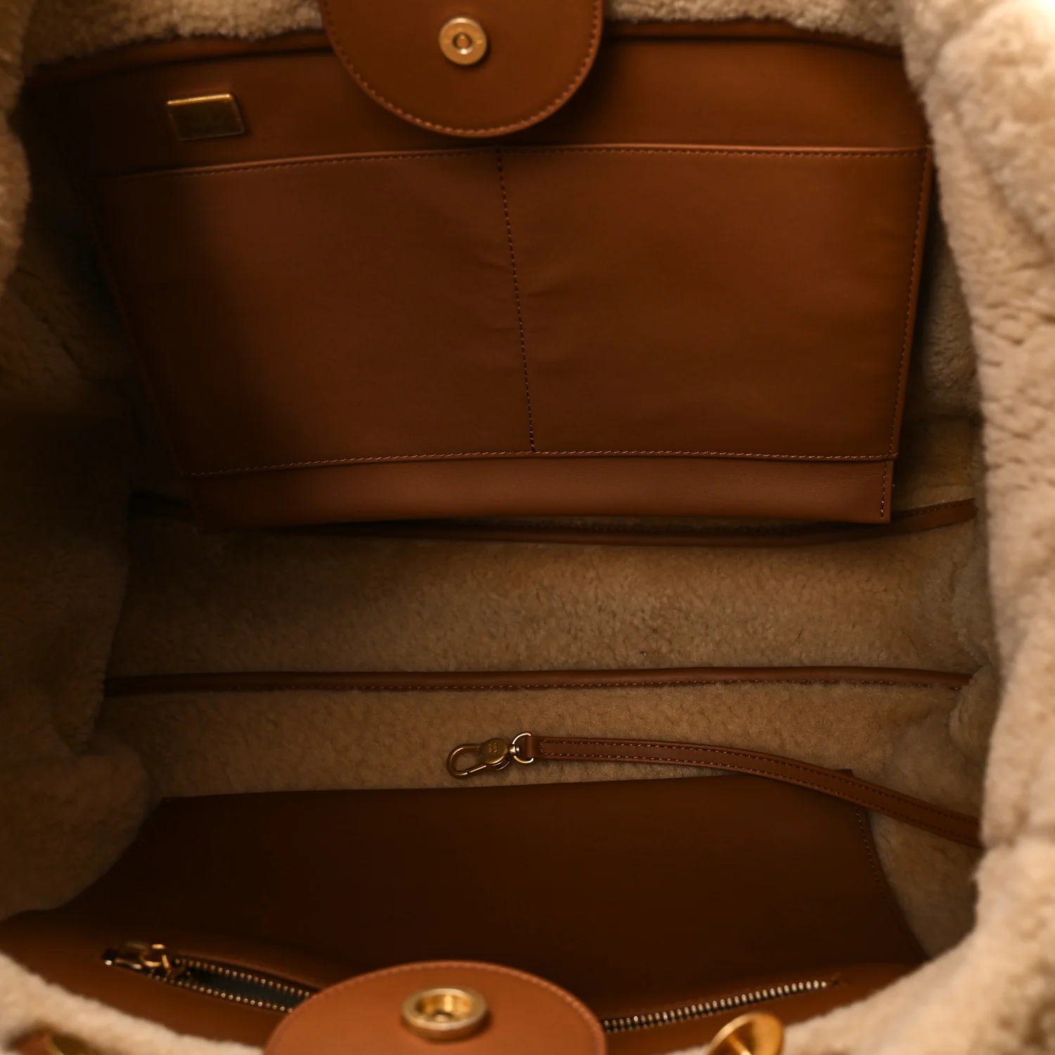 Lambskin Shearling Medium Deauville Tote Brown - Top Club