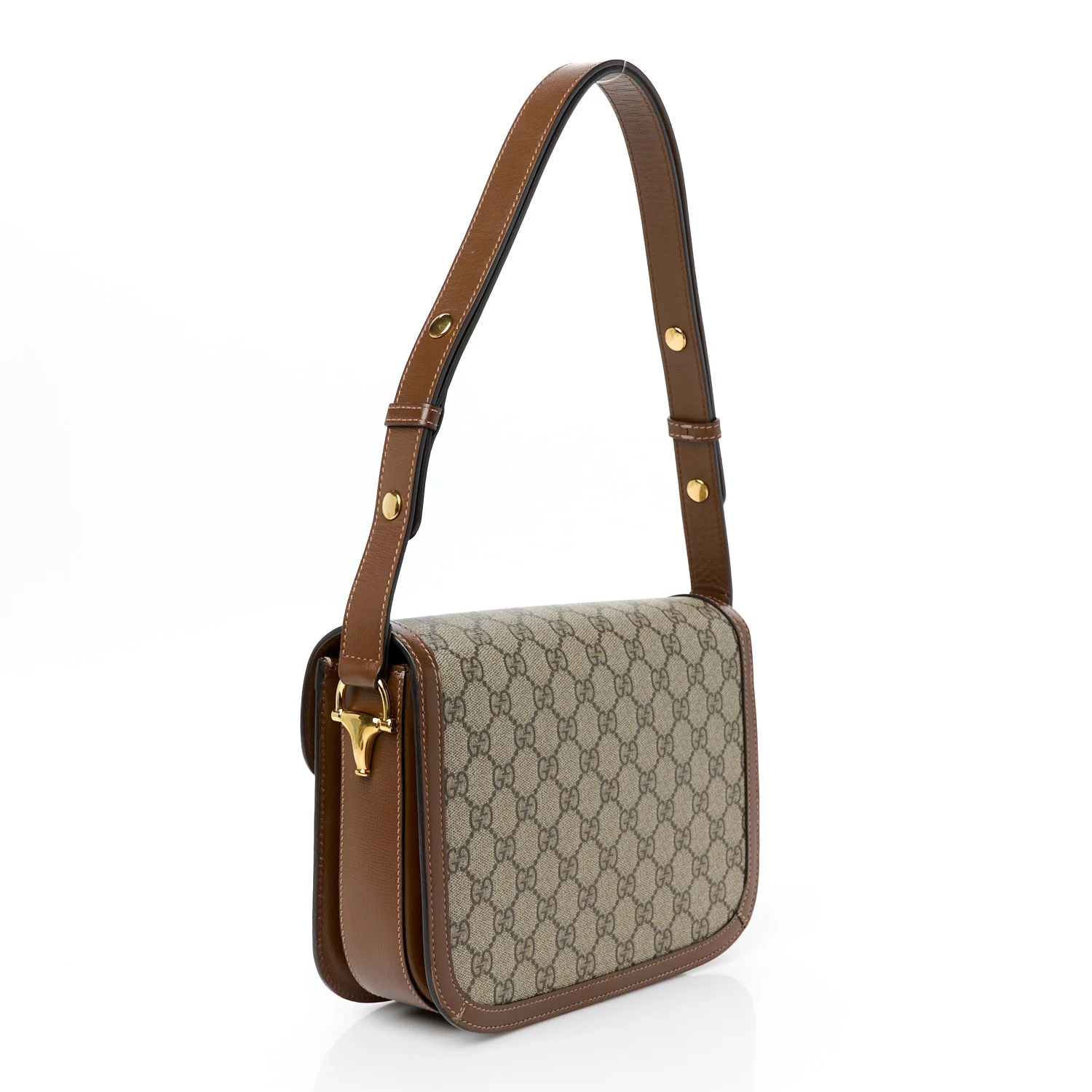 GG Supreme Monogram Azalea Calfskin Horsebit 1955 Shoulder Bag Beige Brown Sugar - Top Club