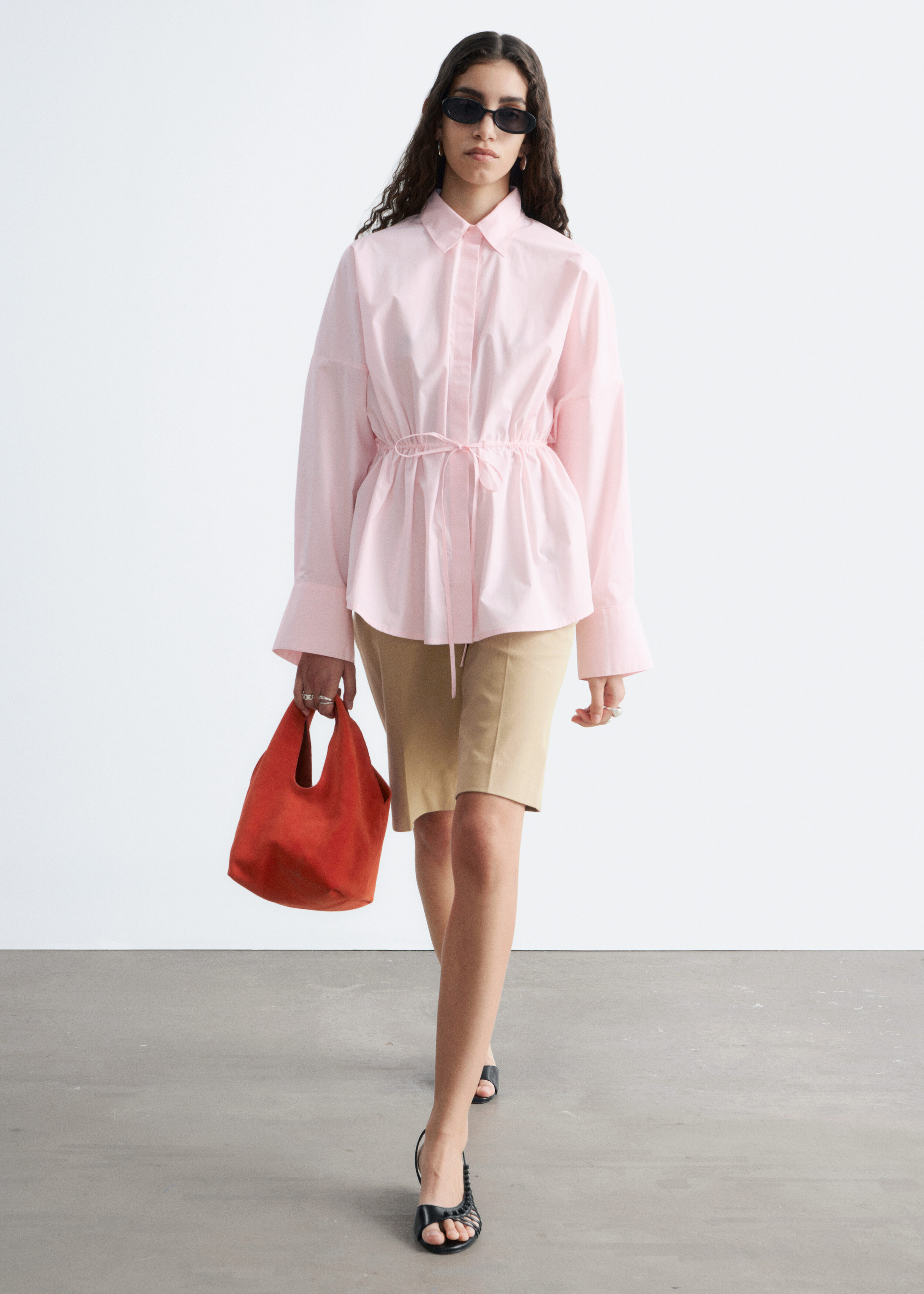& Other Stories COTTON POPLIN DRAWSTRING SHIRT