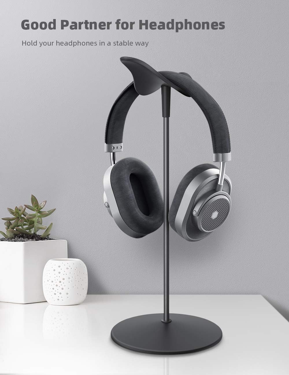 Lamicall Headphone Stand Desktop Headset Holder, Elegant Earphone Stand| Unique Appearance Design, Ultra Sturdy, Multi-Scenario Use for All Headsets like Airpods Max, HyperX, Beats, Sennheiser