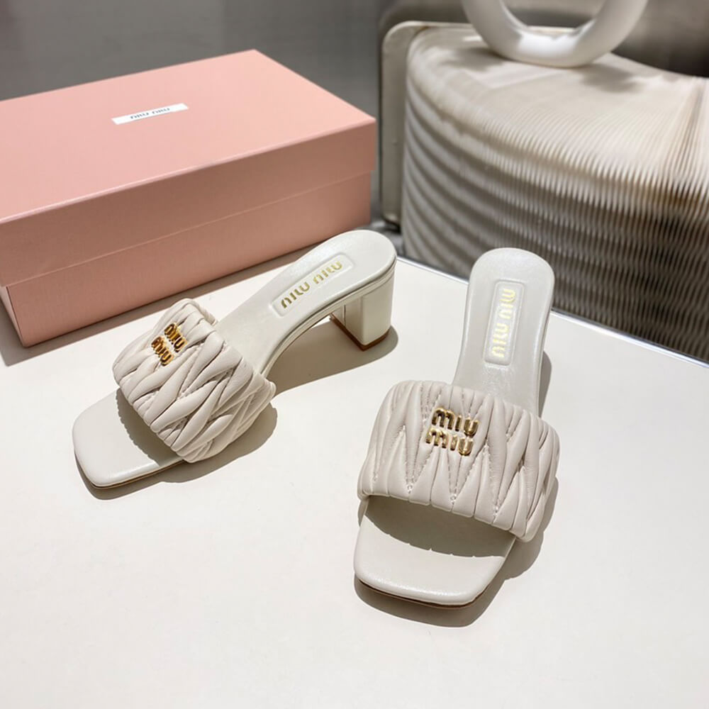 MiuMiu Matelass?? nappa leather slides - Top Club