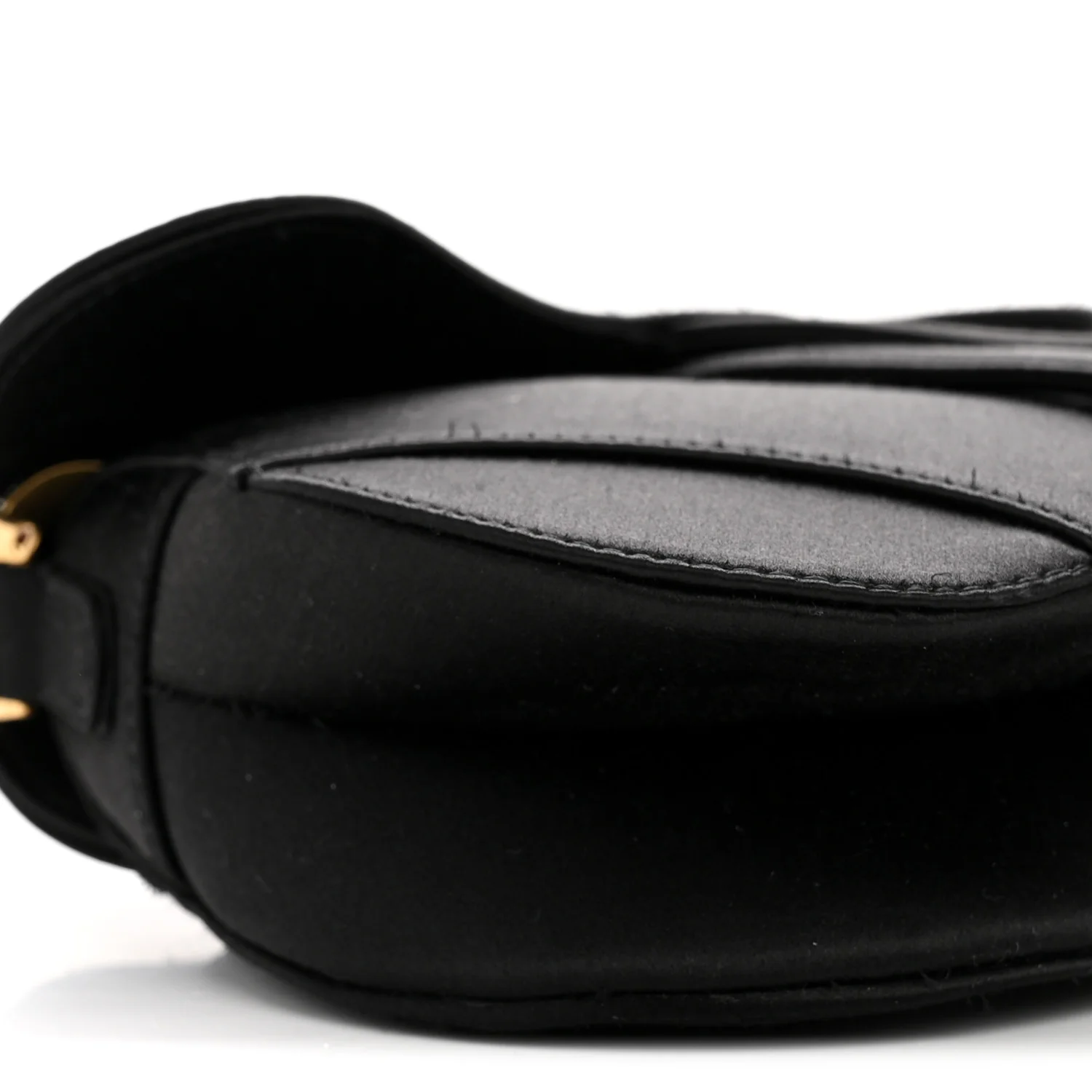 Satin Crystal Mini Saddle Bag Black - Top Club