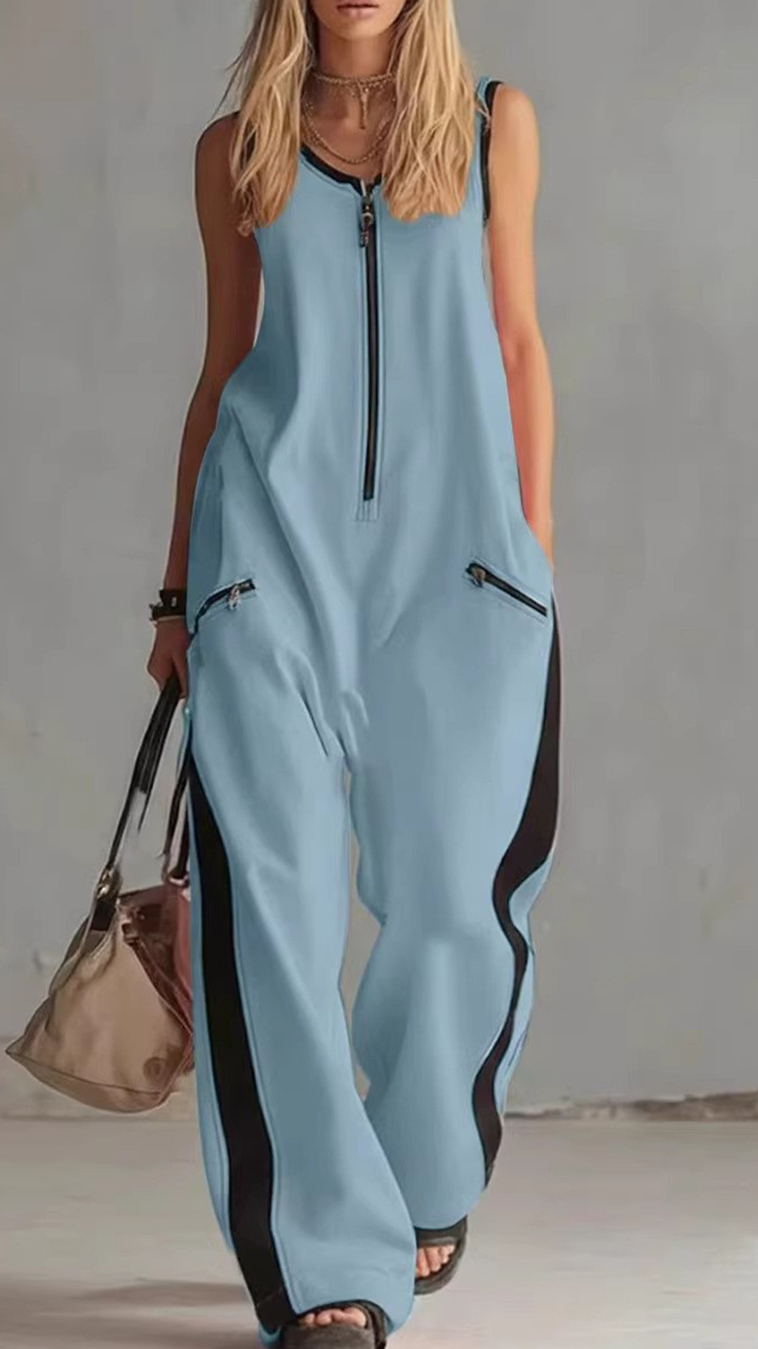 Women's Color-Block Cotton Jumpsuit - Nordfashionstorm - Women's Clothing, Fashion for You - Nordfashionstorm.com