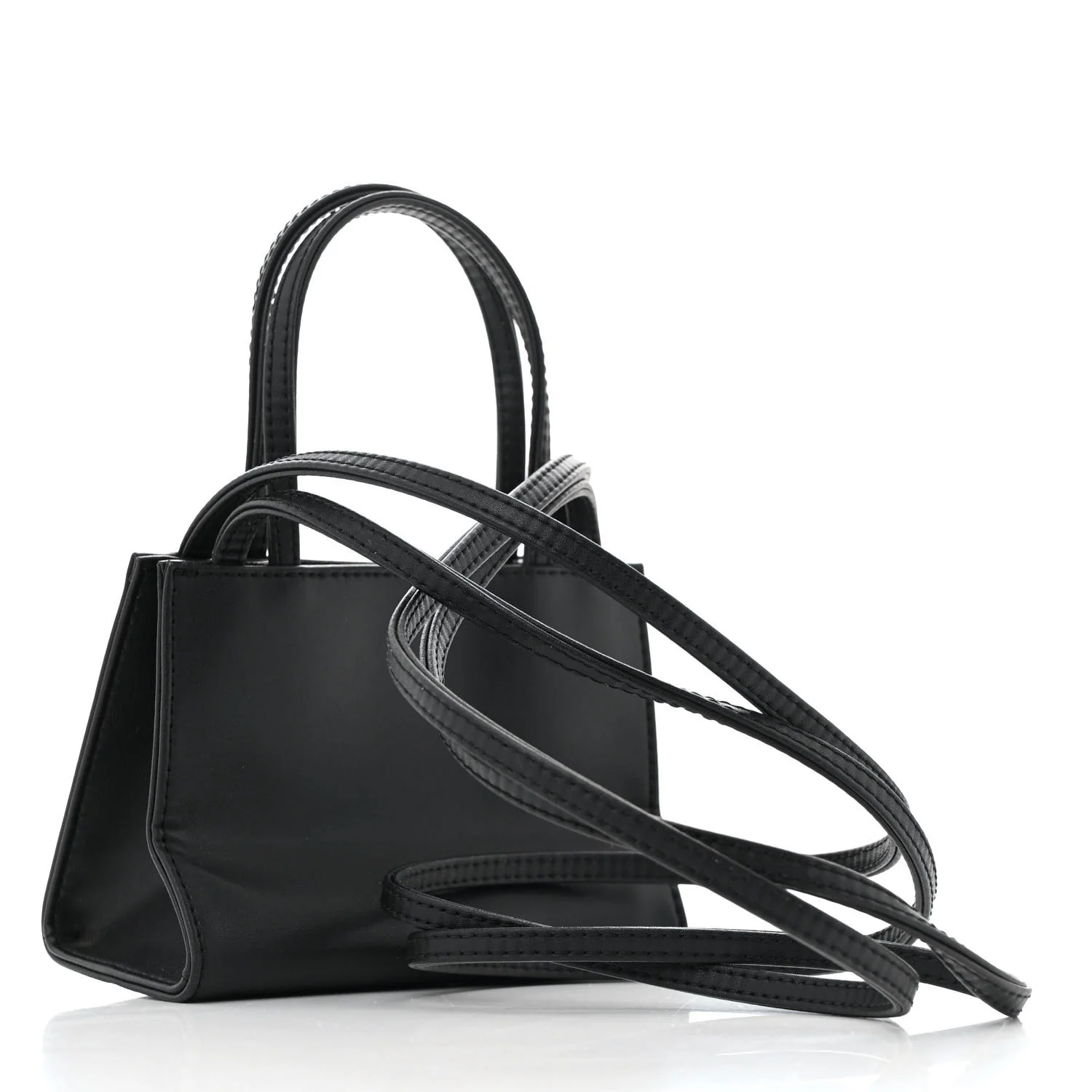 Vegan Leather Small Shopping Bag Black - Top Club